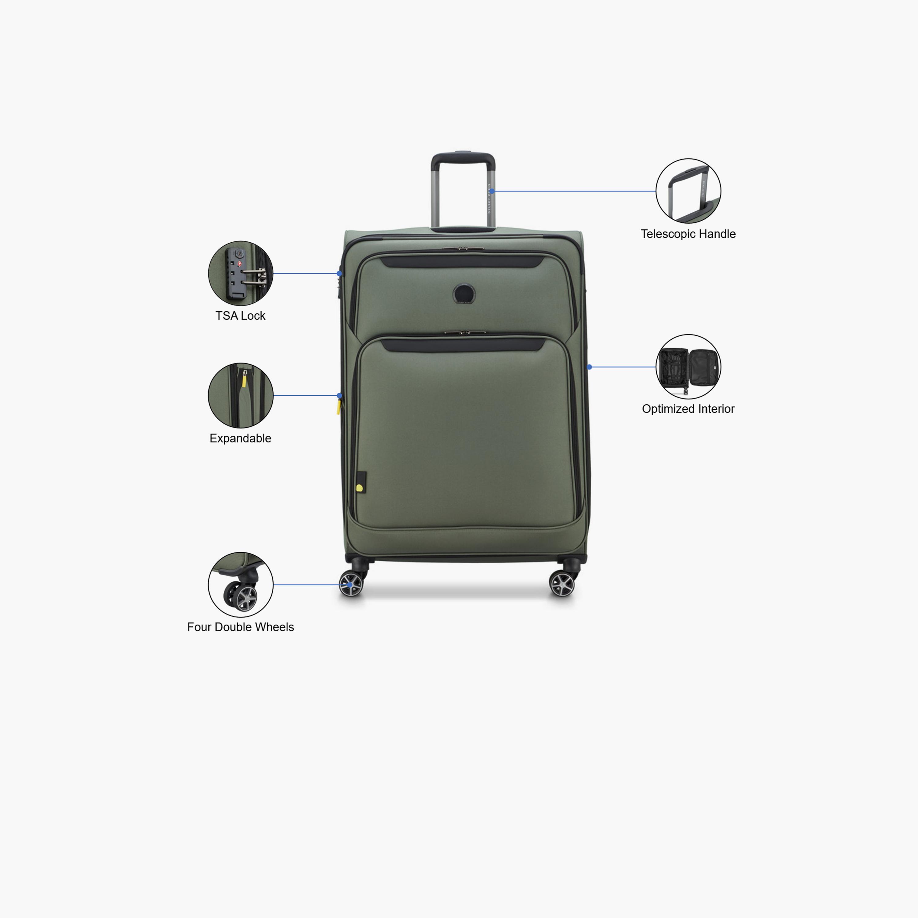 Delsey Jennifer 80 CM Large Check-in Cabin Polyester Soft Sided 4-Wheeler Spinner Trolley Bag with TSA Combination Lock-travel-luggagesandbags-luggage-image-3