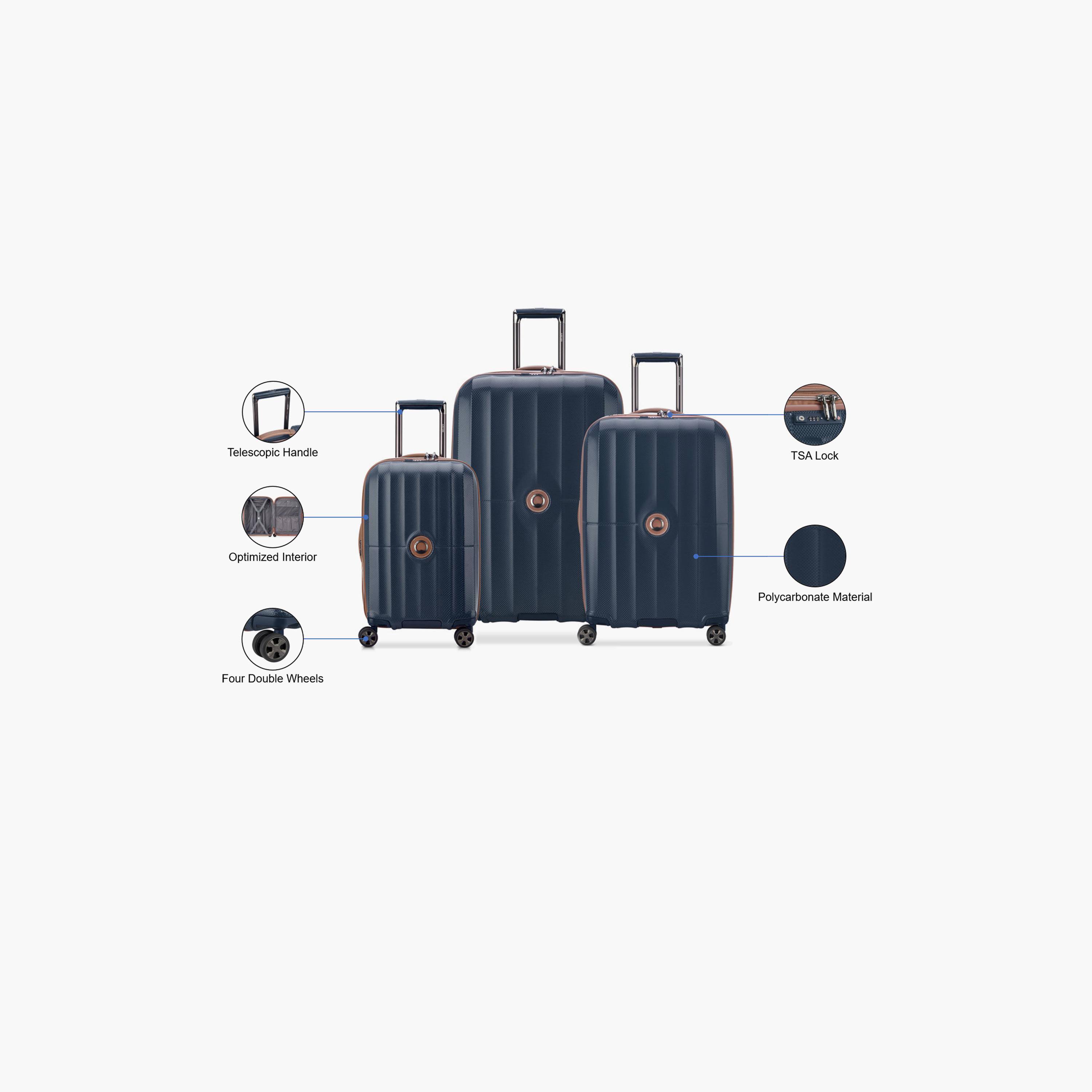 Delsey Carrousel Set of 3 Polycarbonate with ABS Hard Sided 4-Wheeler Spinner Trolley Bag with TSA Combination Lock-travel-luggagesandbags-luggage-image-2