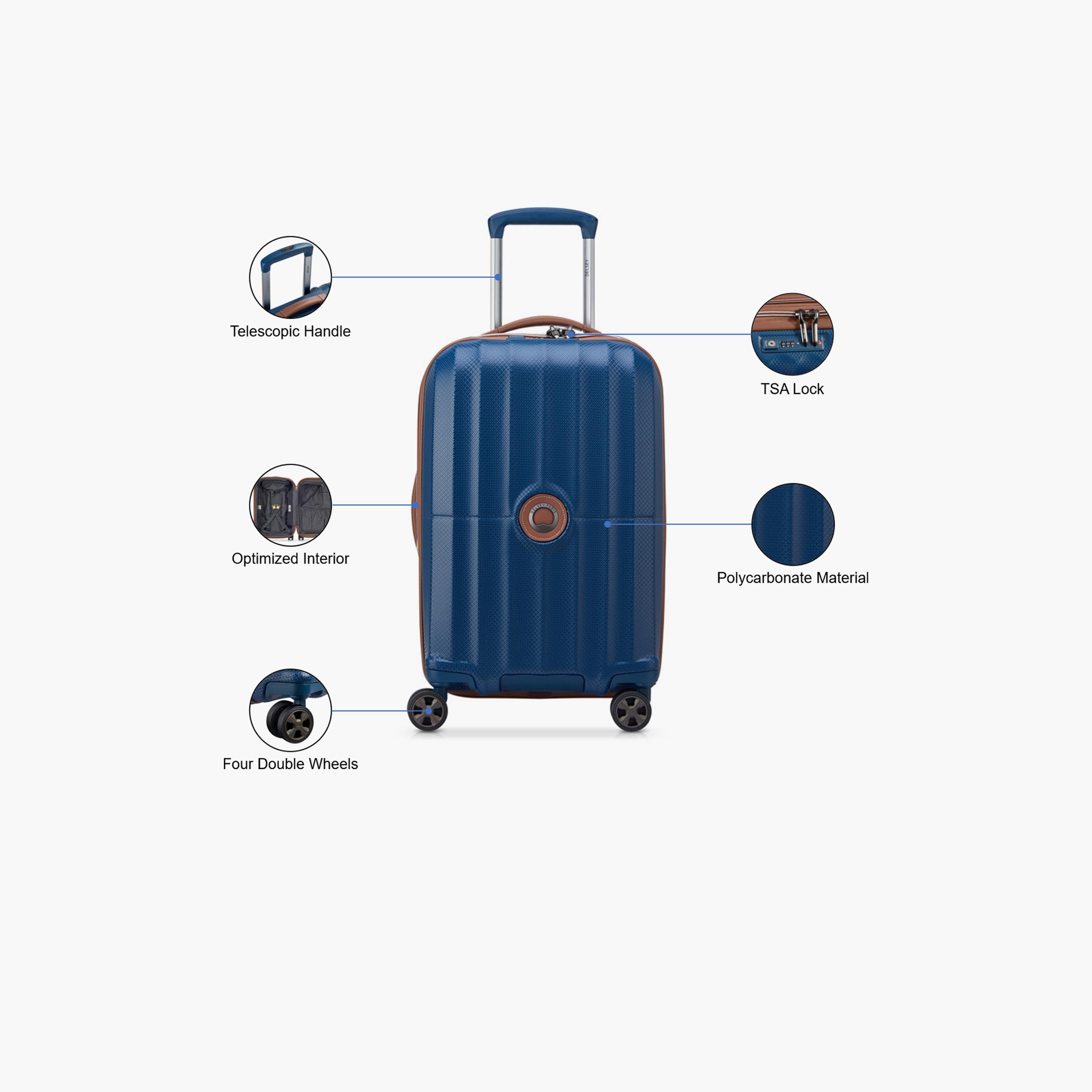 Delsey Carrousel 55 CM Small Cabin Polycarbonate with ABS Hard Sided 4-Wheeler Spinner Trolley Bag with TSA Combination Lock-travel-luggagesandbags-luggage-image-3