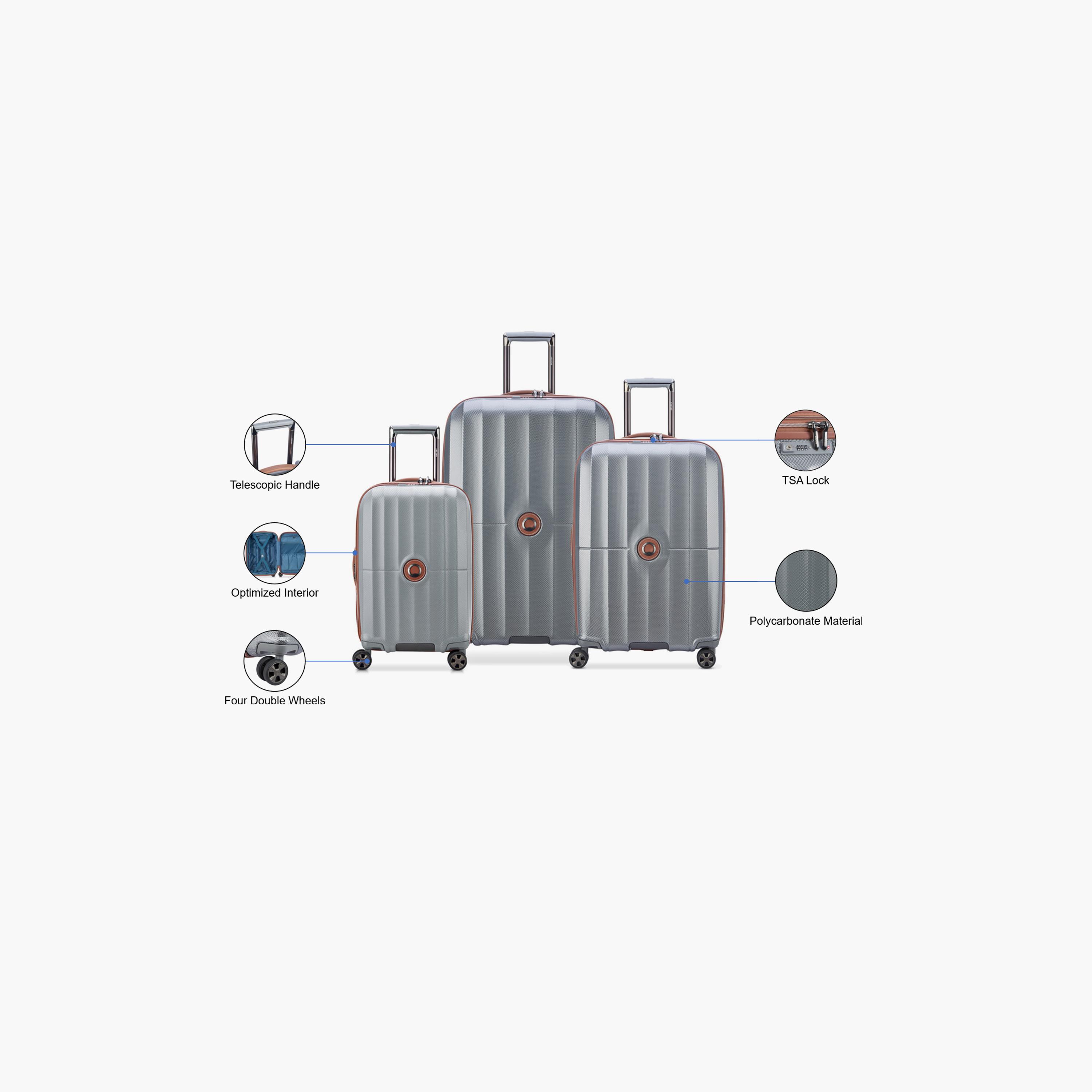 Delsey Carrousel Set of 3 Polycarbonate with ABS Hard Sided 4-Wheeler Spinner Trolley Bag with TSA Combination Lock-travel-luggagesandbags-luggage-image-2