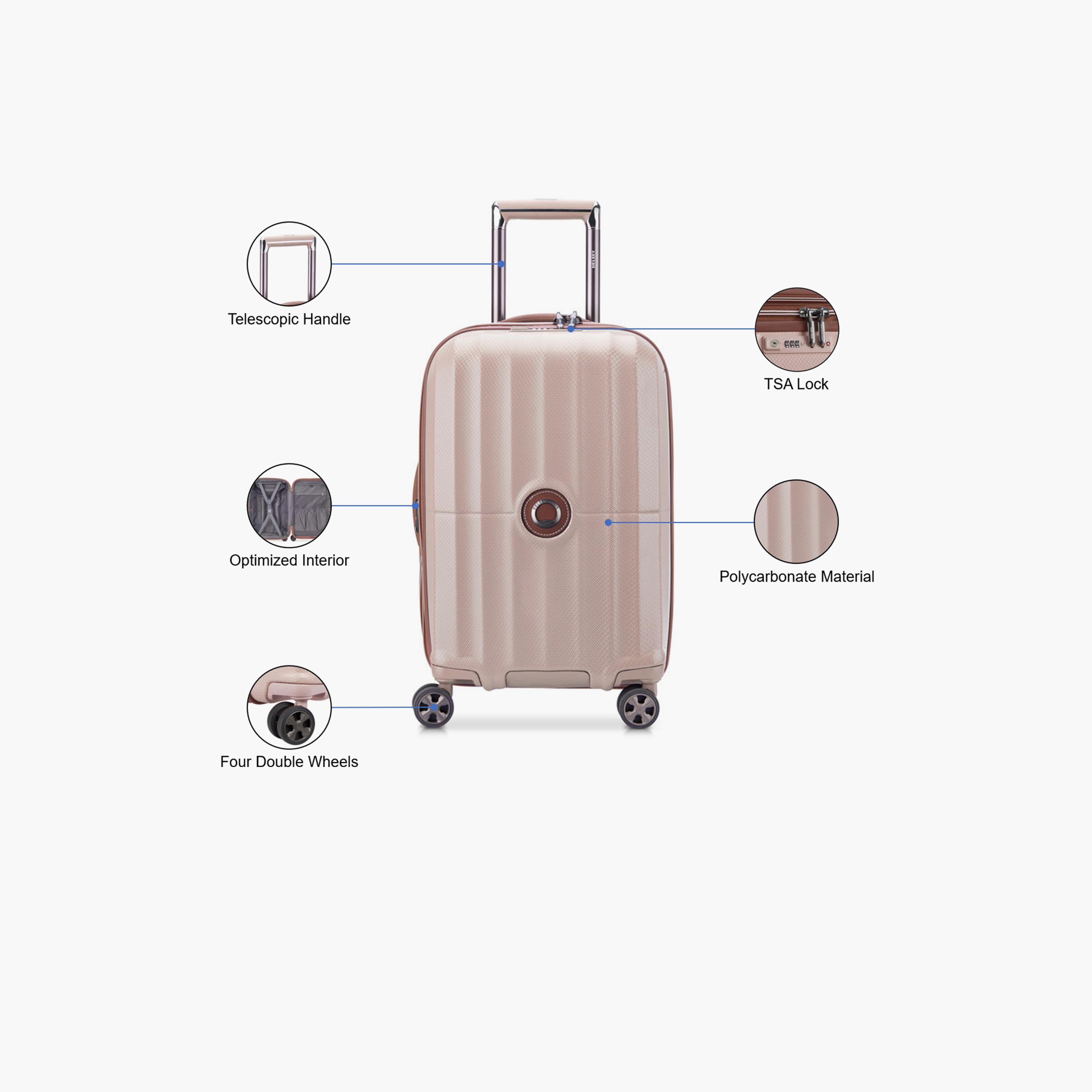 Delsey Carrousel 55 CM Small Cabin Polycarbonate with ABS Hard Sided 4-Wheeler Spinner Trolley Bag with TSA Combination Lock-travel-luggagesandbags-luggage-image-3