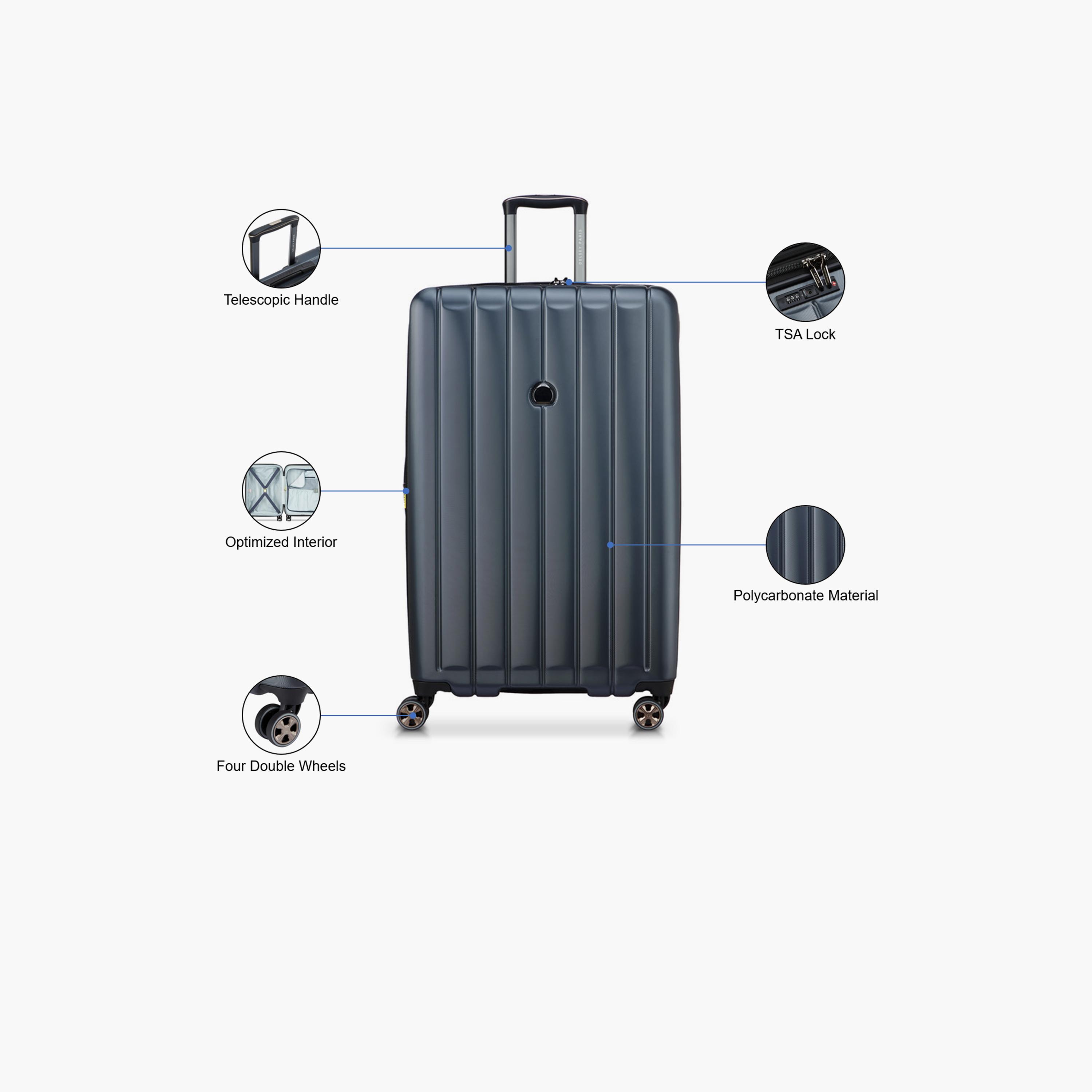 Delsey Longitude 81 CM Large Check-in Polycarbonate with ABS Hard Sided 4-Wheeler Spinner Trolley Bag with TSA Combination Lock-travel-luggagesandbags-luggage-image-3