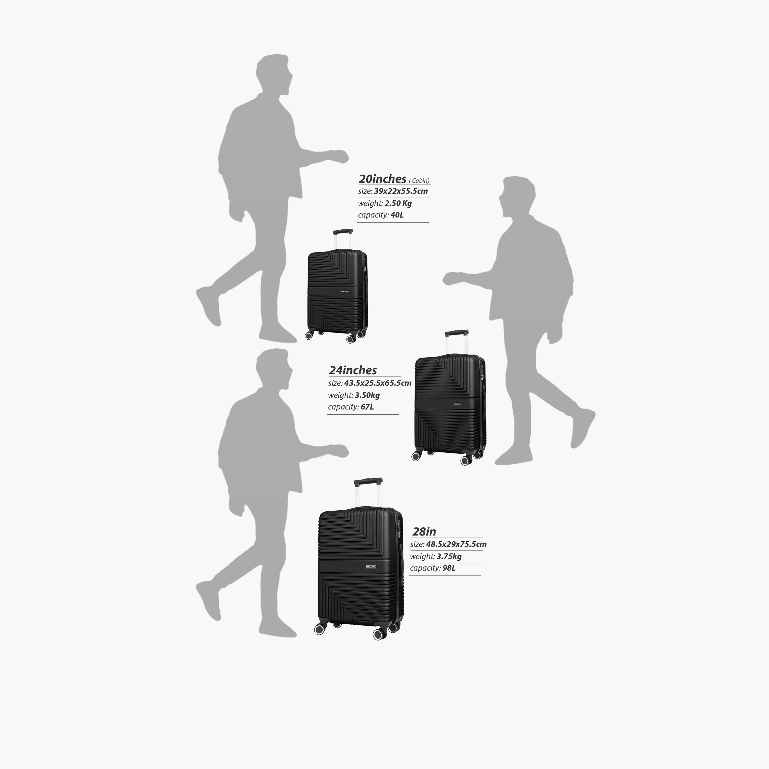 Para John Strato 62 CM Medium Check-in ABS Hard Sided 4-Wheeler Spinner Trolley Bag With 3 Dial Combination Lock-travel-luggagesandbags-luggage-image-2