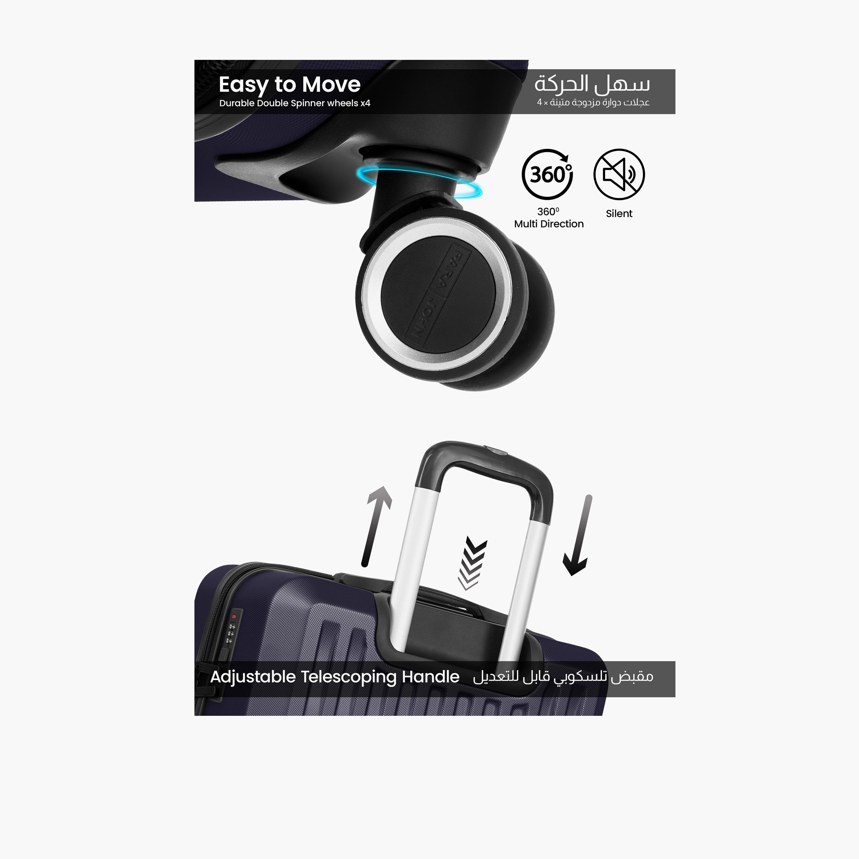 Para John Nexus 55 CM Small Cabin ABS Hard Sided 4-Wheeler Spinner Trolley Bag With 3 Dial Combination Lock-travel-luggagesandbags-luggage-image-21