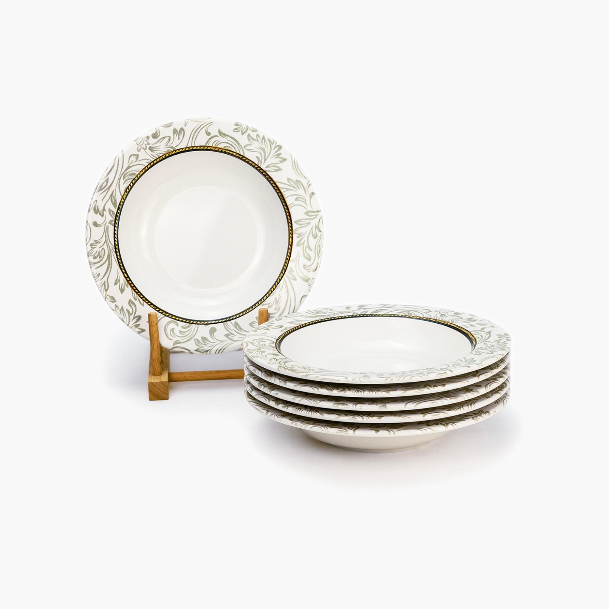 Patterned Ceramic Soup Plate Set-household-dining-dinnerware-plates-image-1