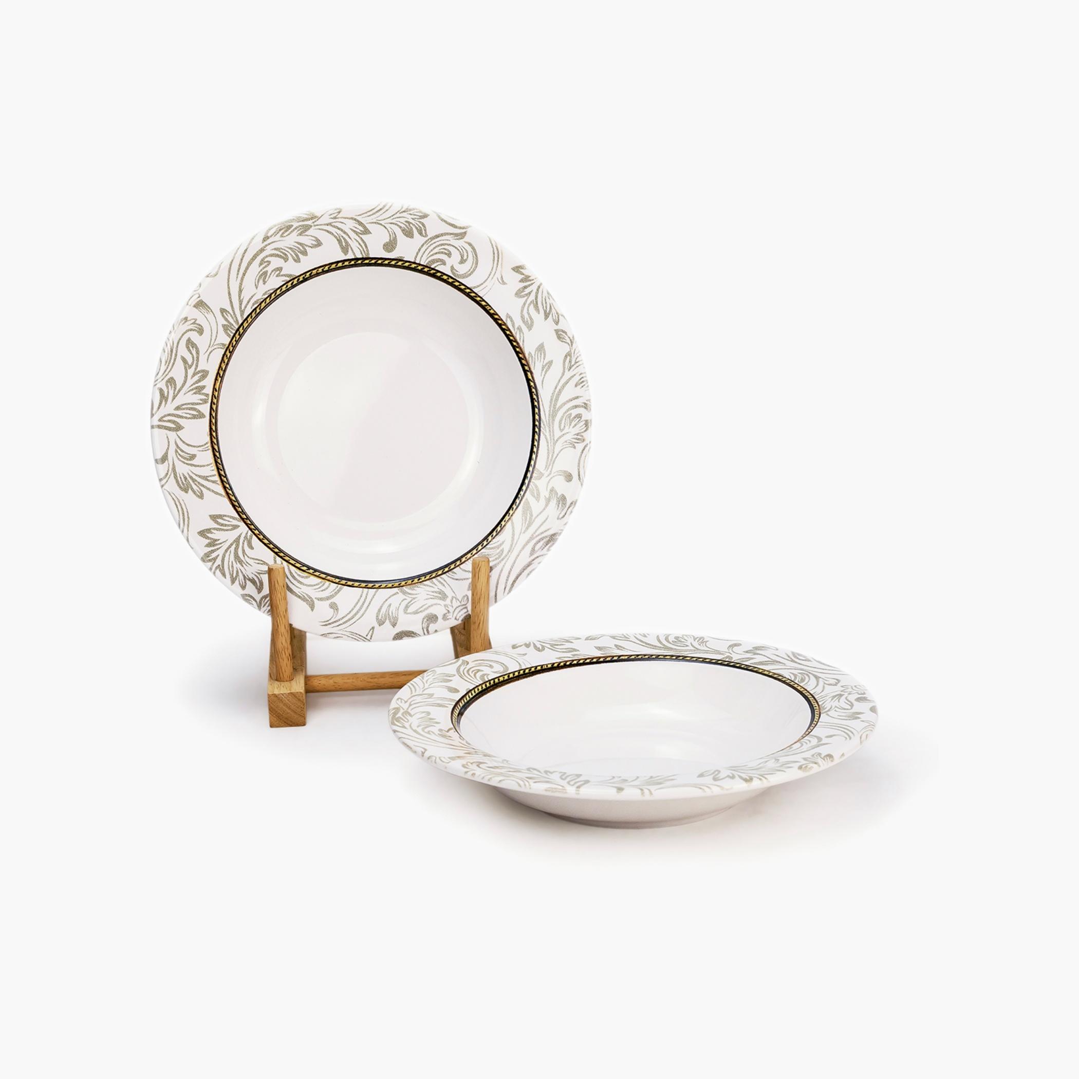 Patterned Ceramic Soup Plate Set-household-dining-dinnerware-plates-image-3