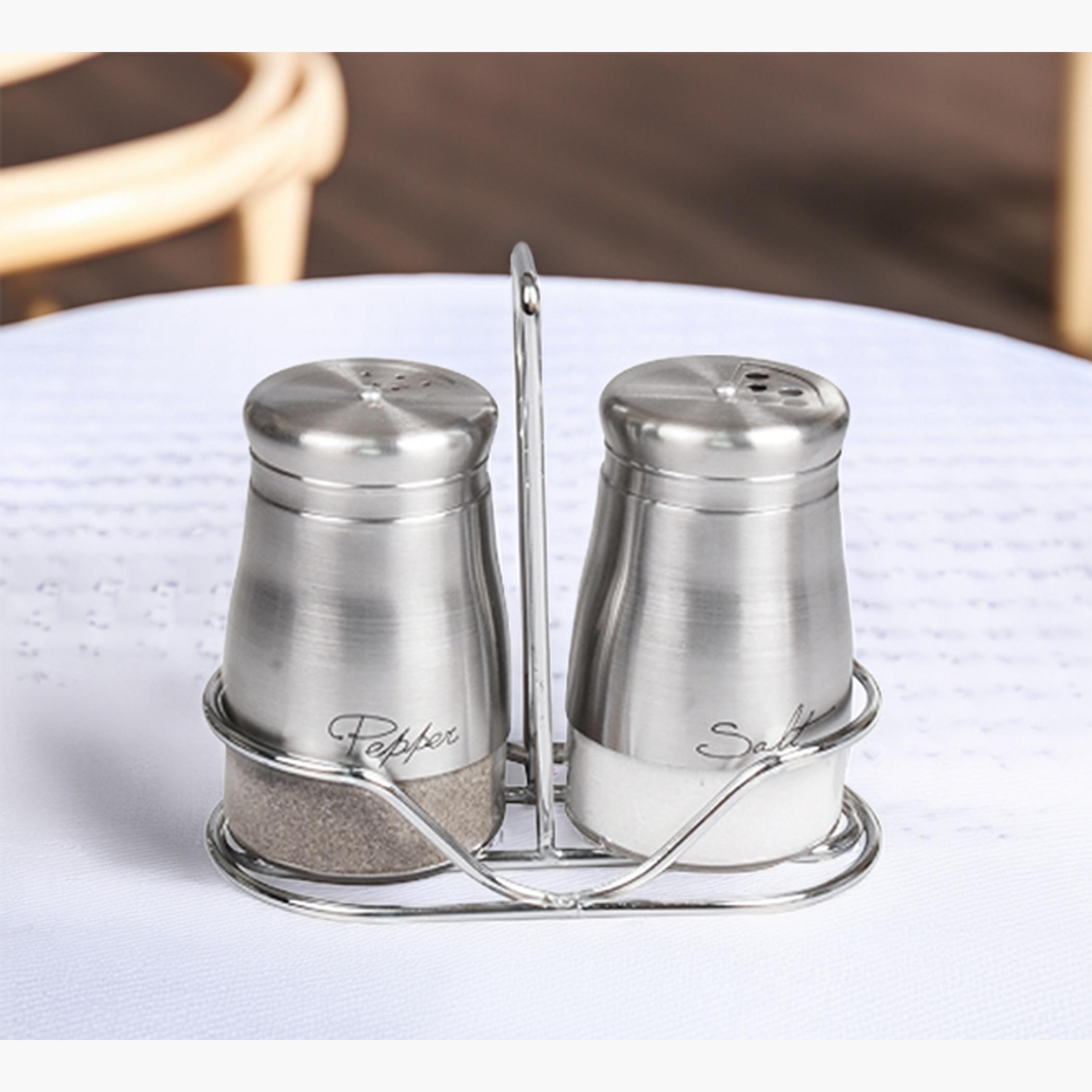 كوزين آرتطقم ملح وفلفل زجاج وستانلس ستيل-household-kitchen-foodstorage-saltandpeppershakers-image-1
