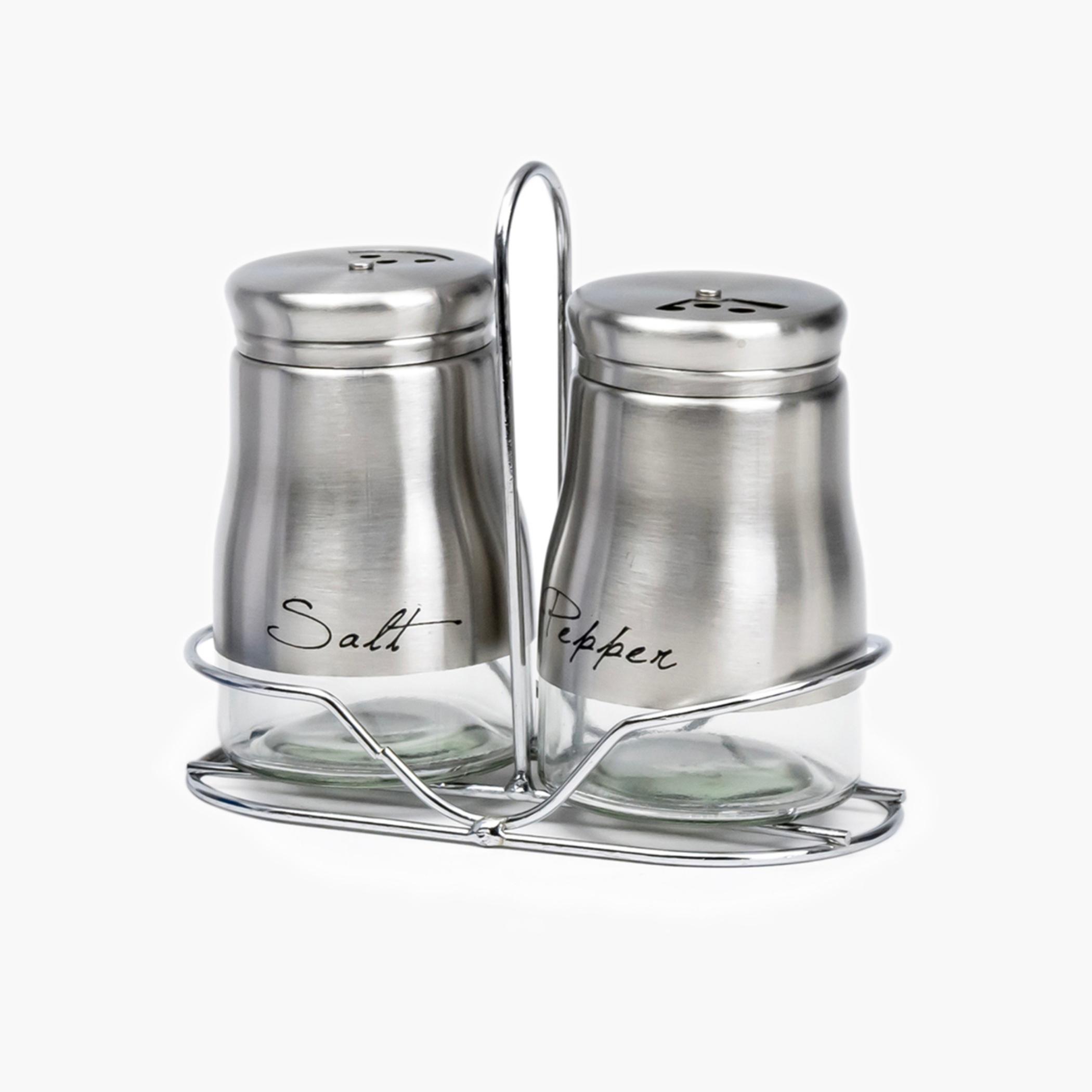 كوزين آرتطقم ملح وفلفل زجاج وستانلس ستيل-household-kitchen-foodstorage-saltandpeppershakers-image-4