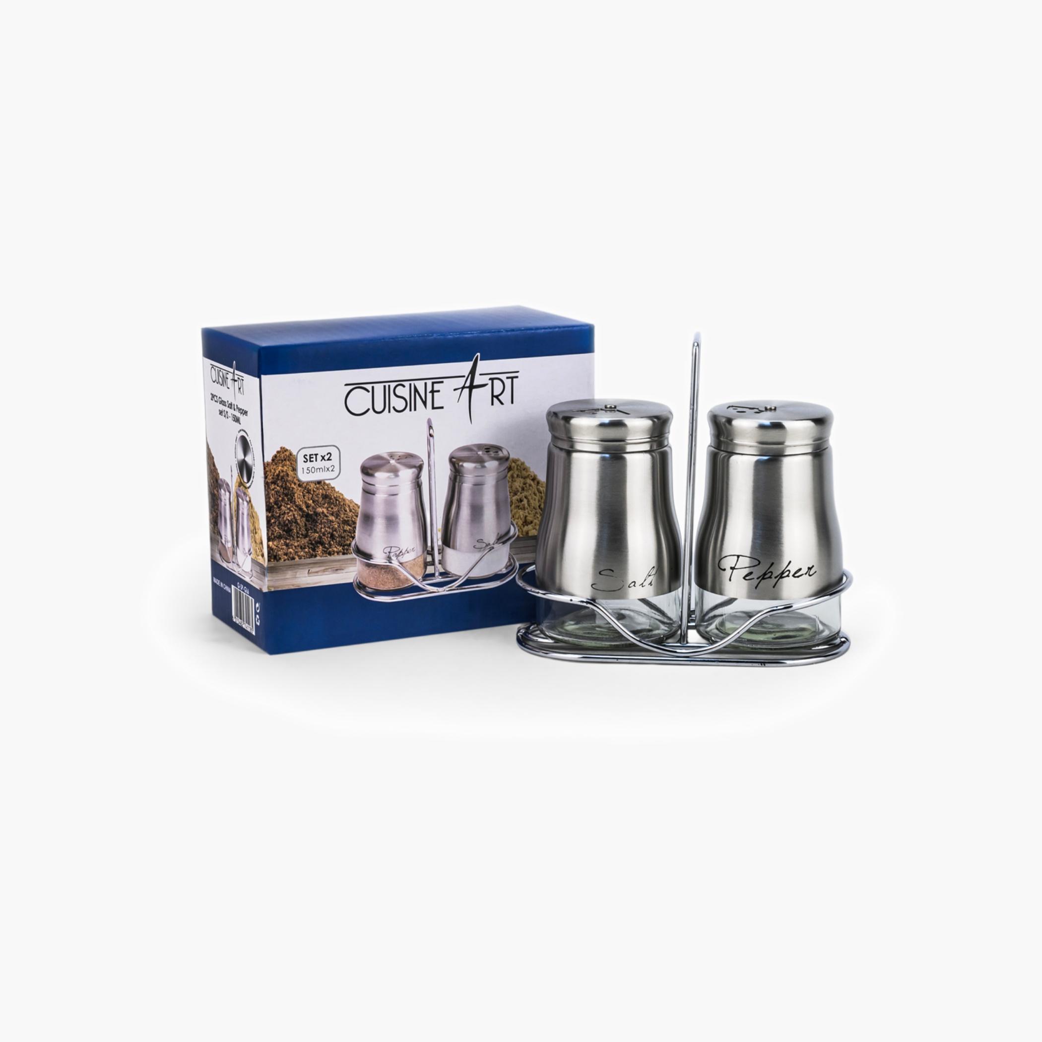 كوزين آرتطقم ملح وفلفل زجاج وستانلس ستيل-household-kitchen-foodstorage-saltandpeppershakers-image-5
