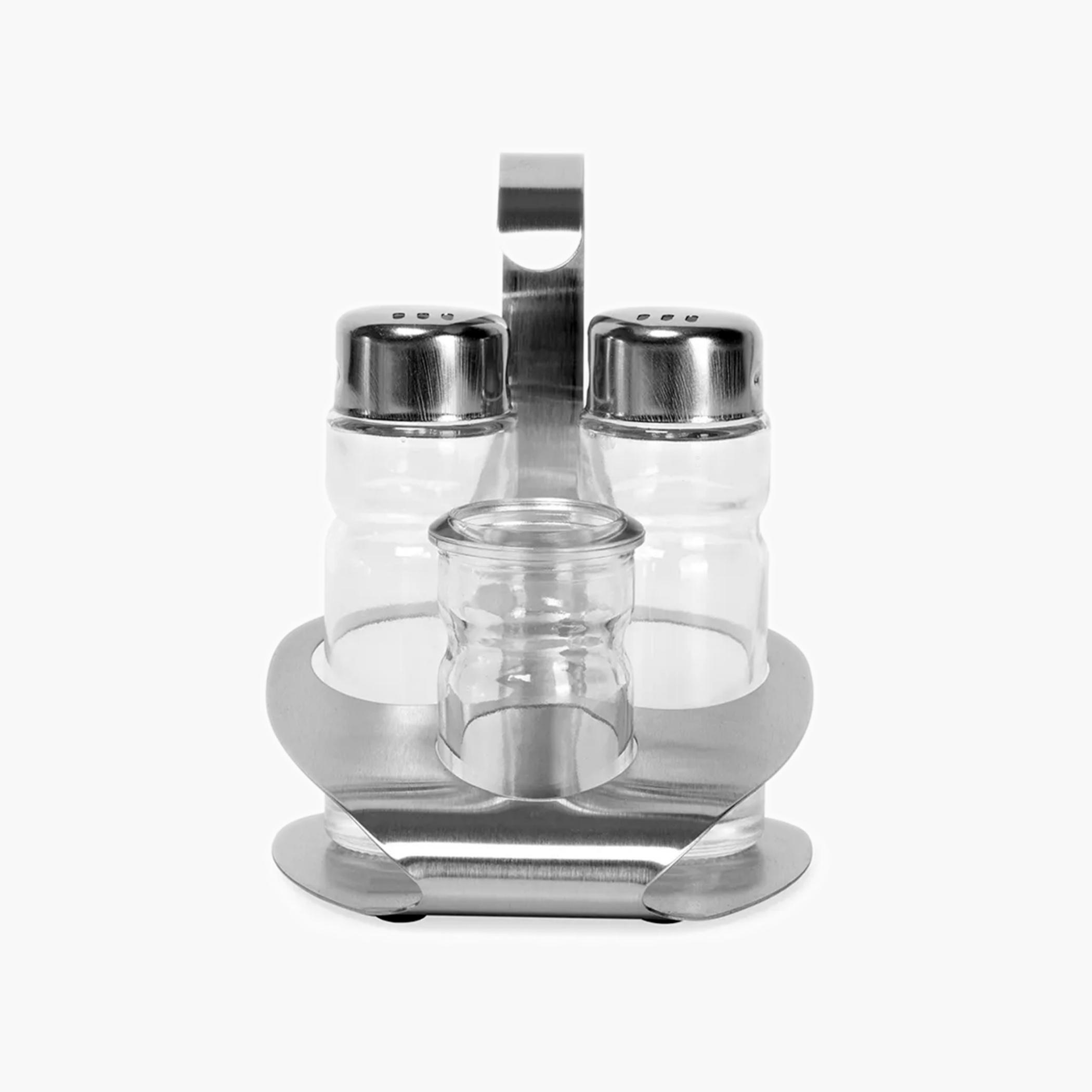 Glass Cruet Set with Metal Stand-household-kitchen-foodstorage-spiceracksandjars-image-3