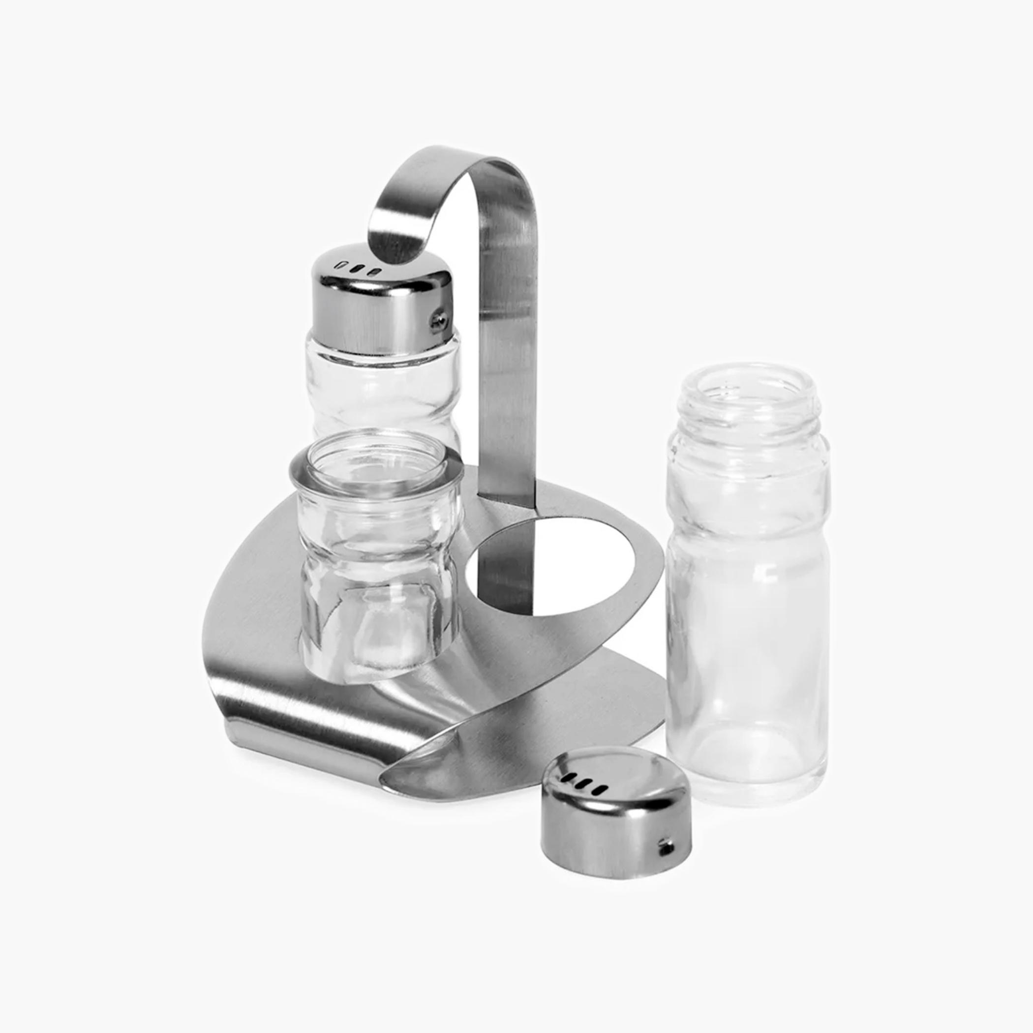 Glass Cruet Set with Metal Stand-household-kitchen-foodstorage-spiceracksandjars-image-4