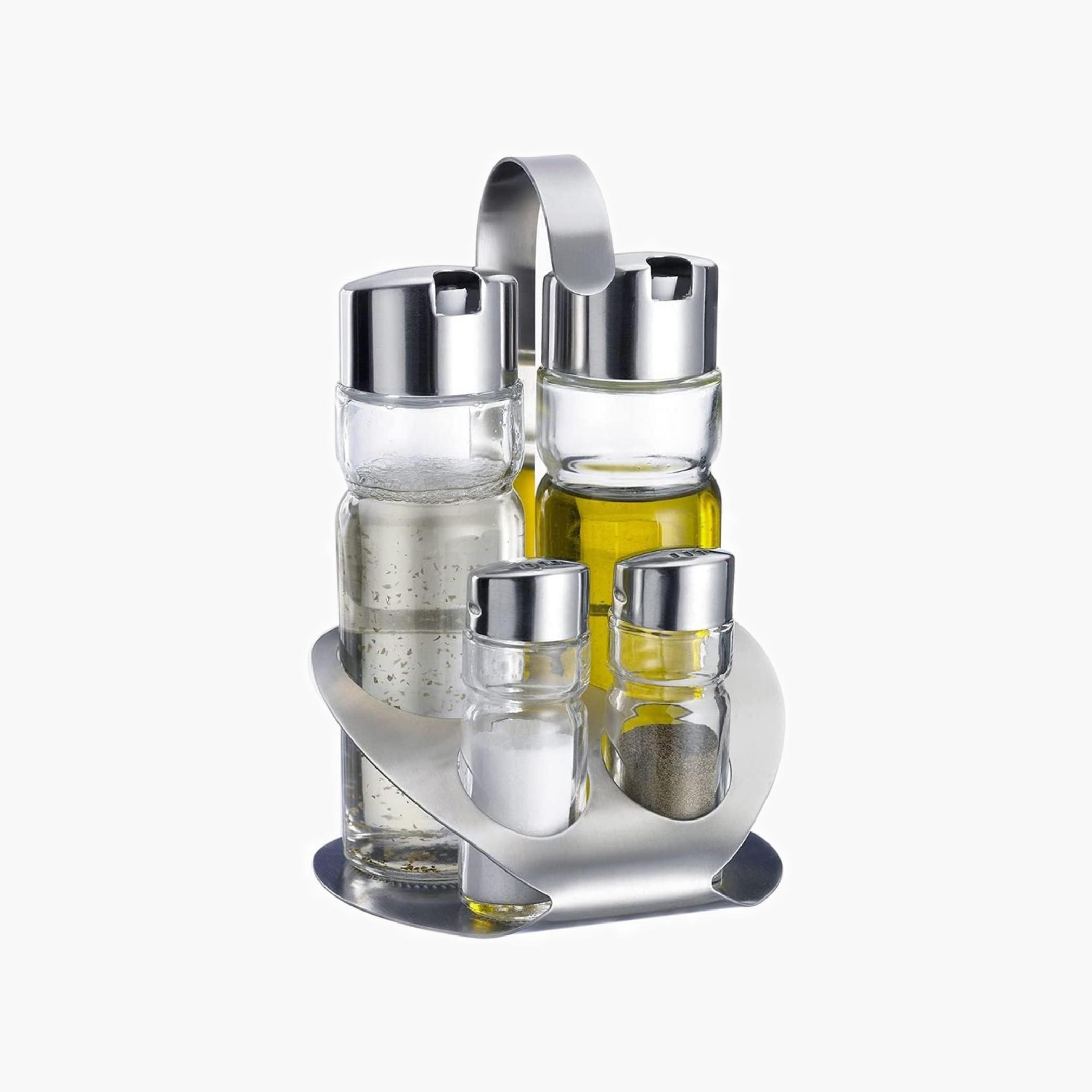 Glass Cruet Set with Stand-household-kitchen-foodstorage-spiceracksandjars-image-1