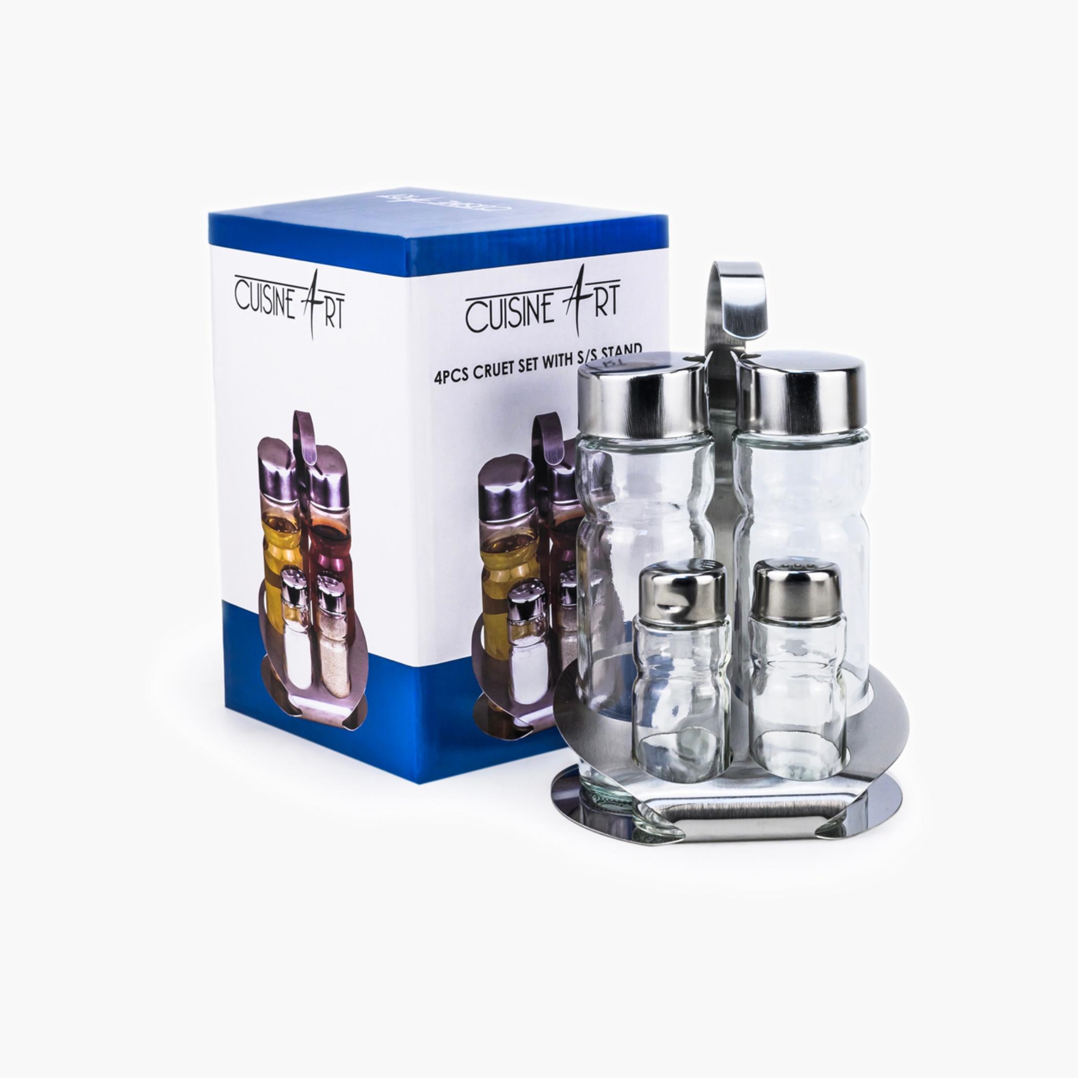 Glass Cruet Set with Stand-household-kitchen-foodstorage-spiceracksandjars-image-2