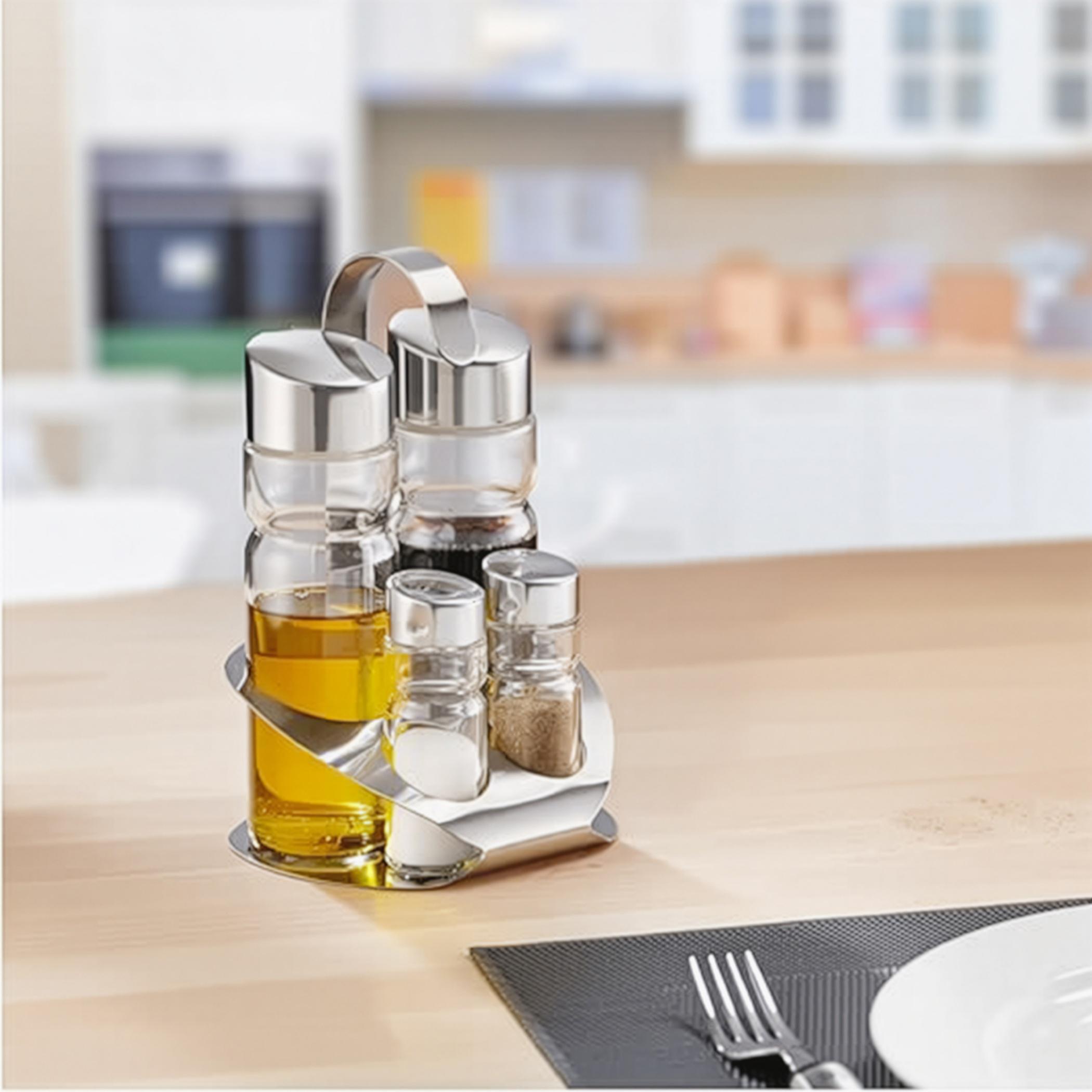 Glass Cruet Set with Stand-household-kitchen-foodstorage-spiceracksandjars-image-3
