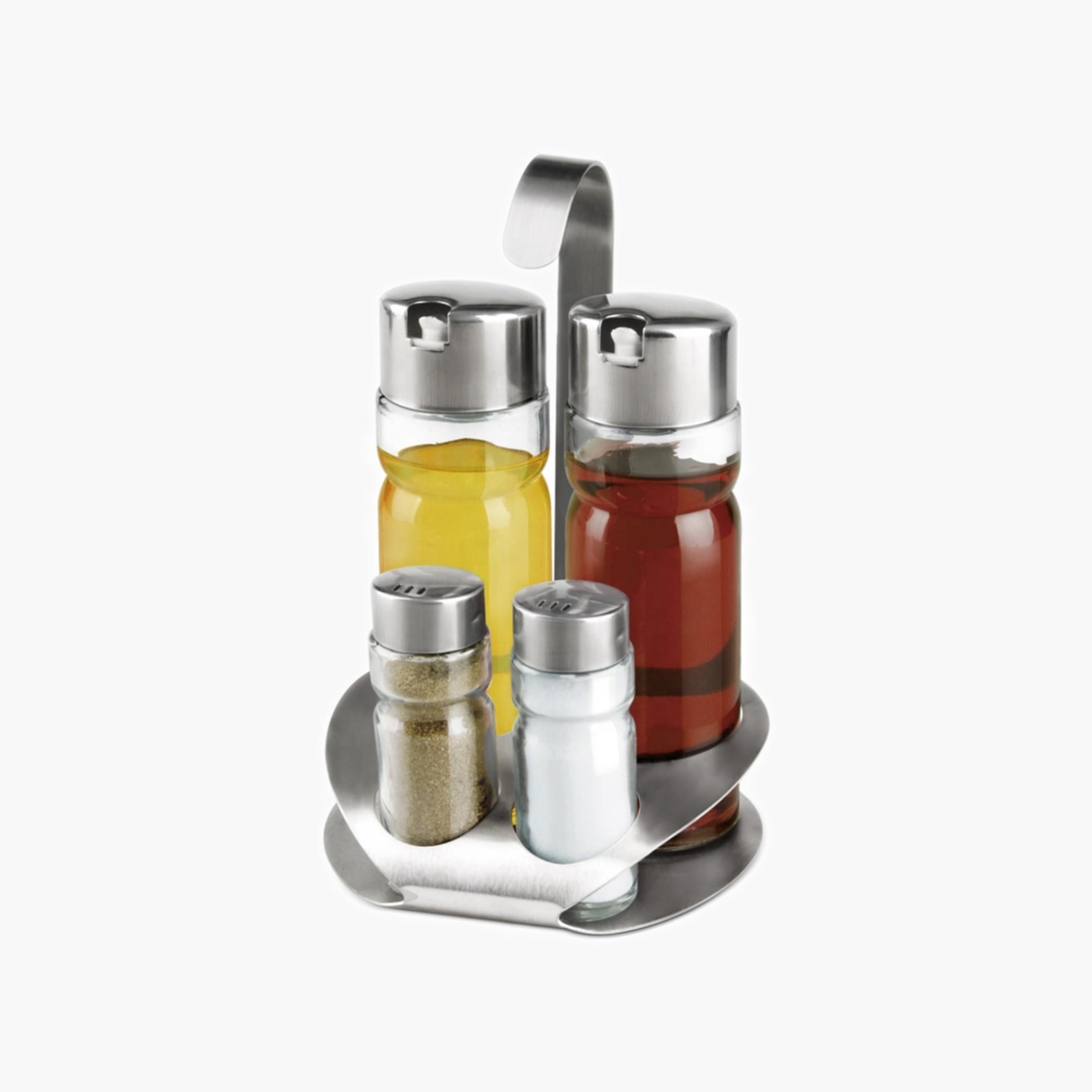 Glass Cruet Set with Stand-household-kitchen-foodstorage-spiceracksandjars-image-4