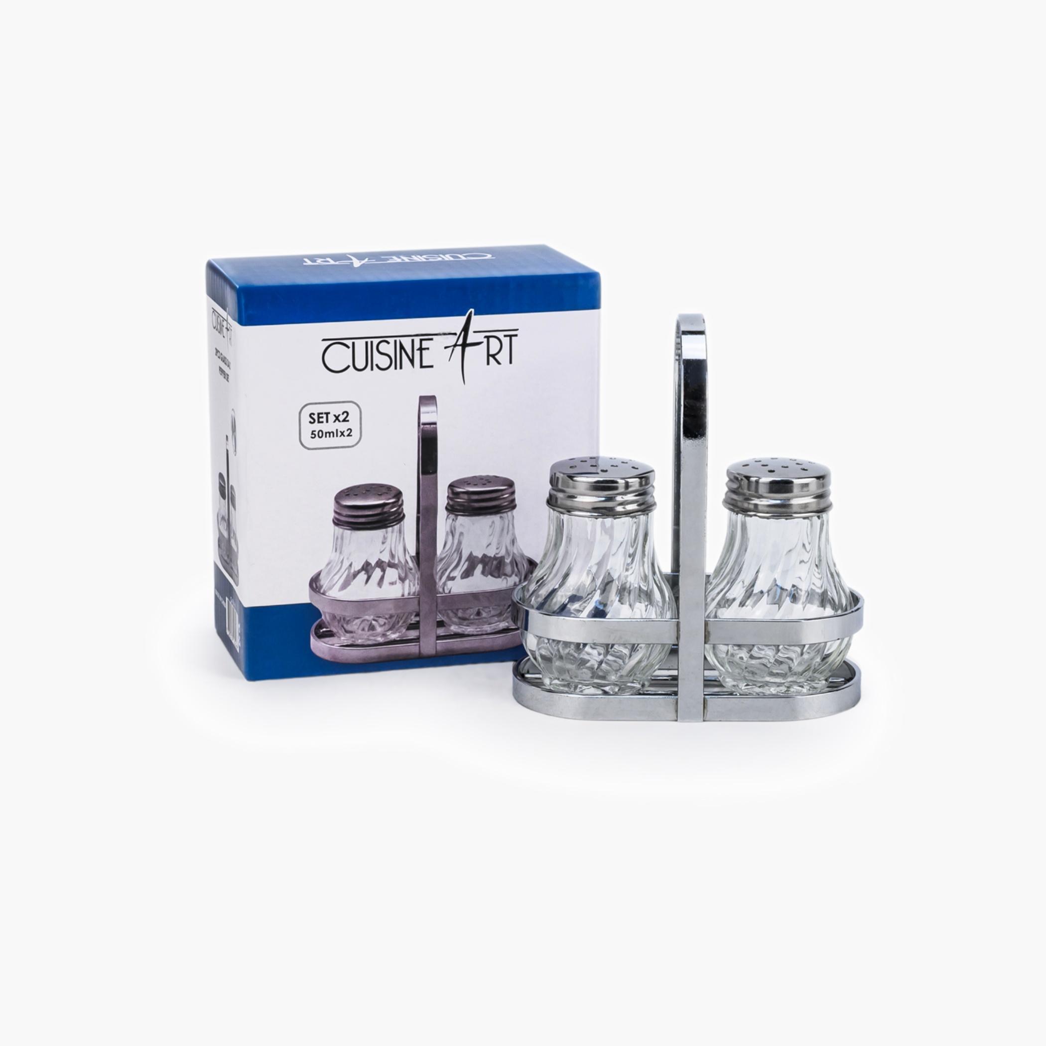 كوزين آرتطقم مملحة وفلفل زجاجي-household-kitchen-foodstorage-saltandpeppershakers-image-1