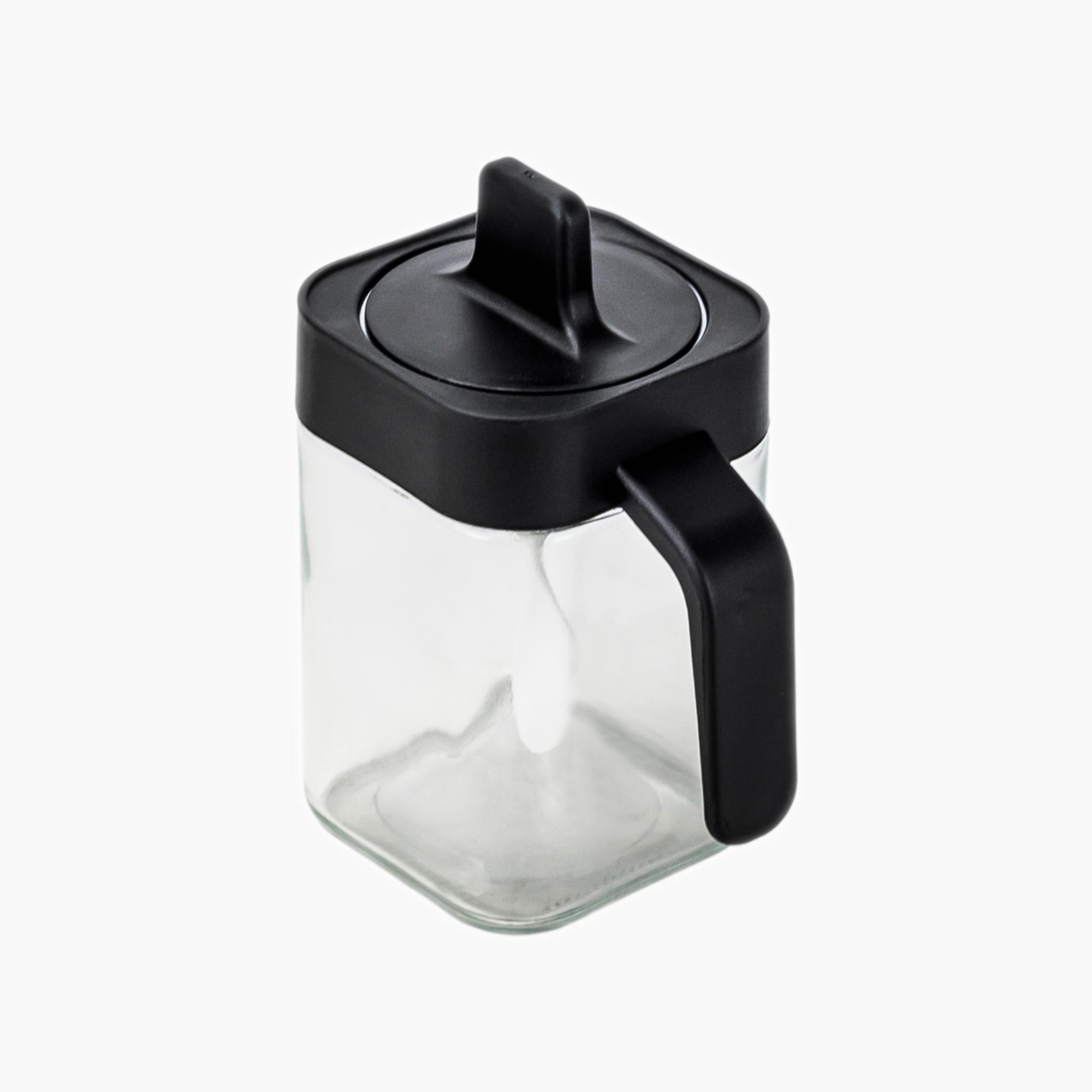 Square Glass Spice Jar with Spoon-household-kitchen-foodstorage-spiceracksandjars-image-2