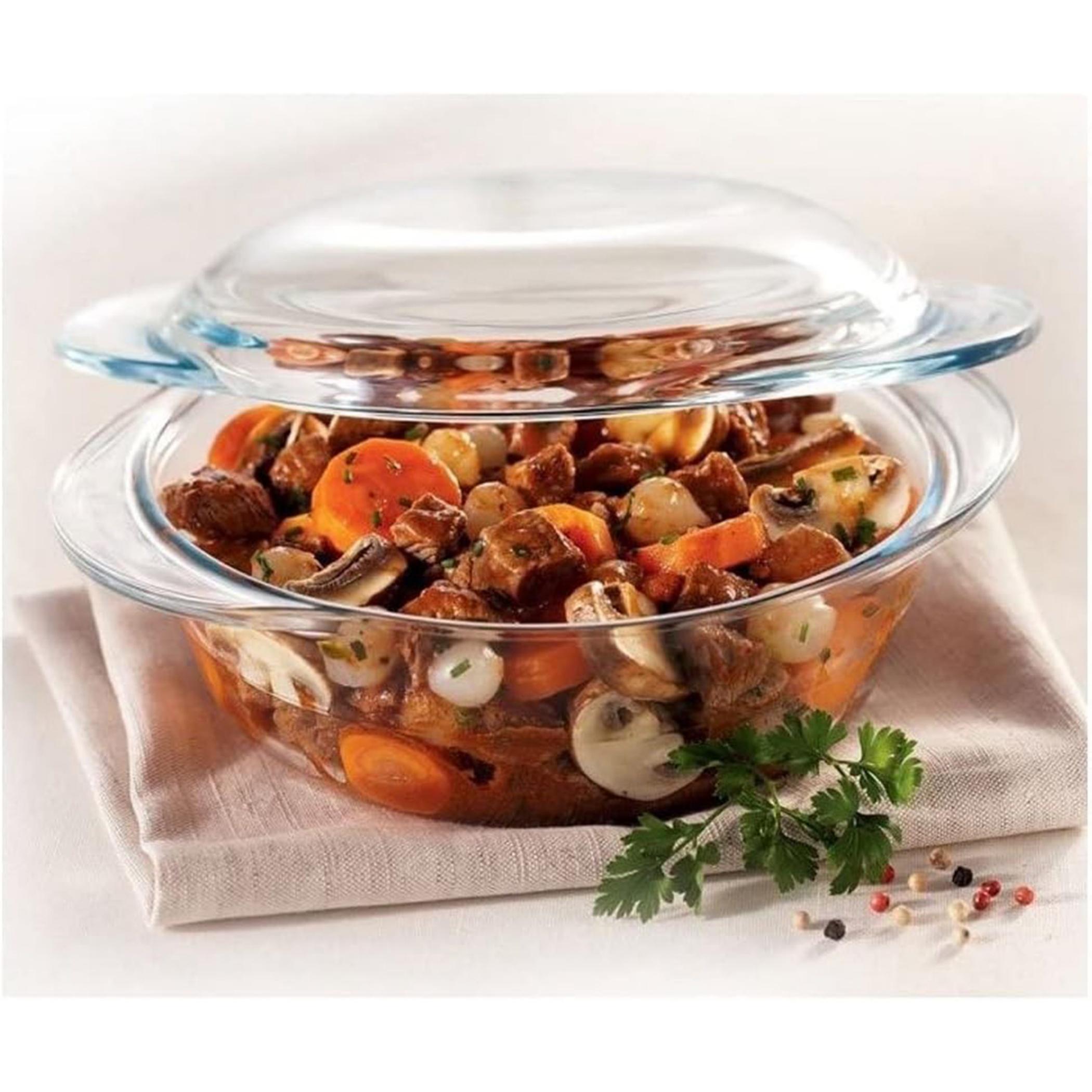 Round Glass Casserole with Lid-household-kitchen-bakeware-bakingdishes-image-1