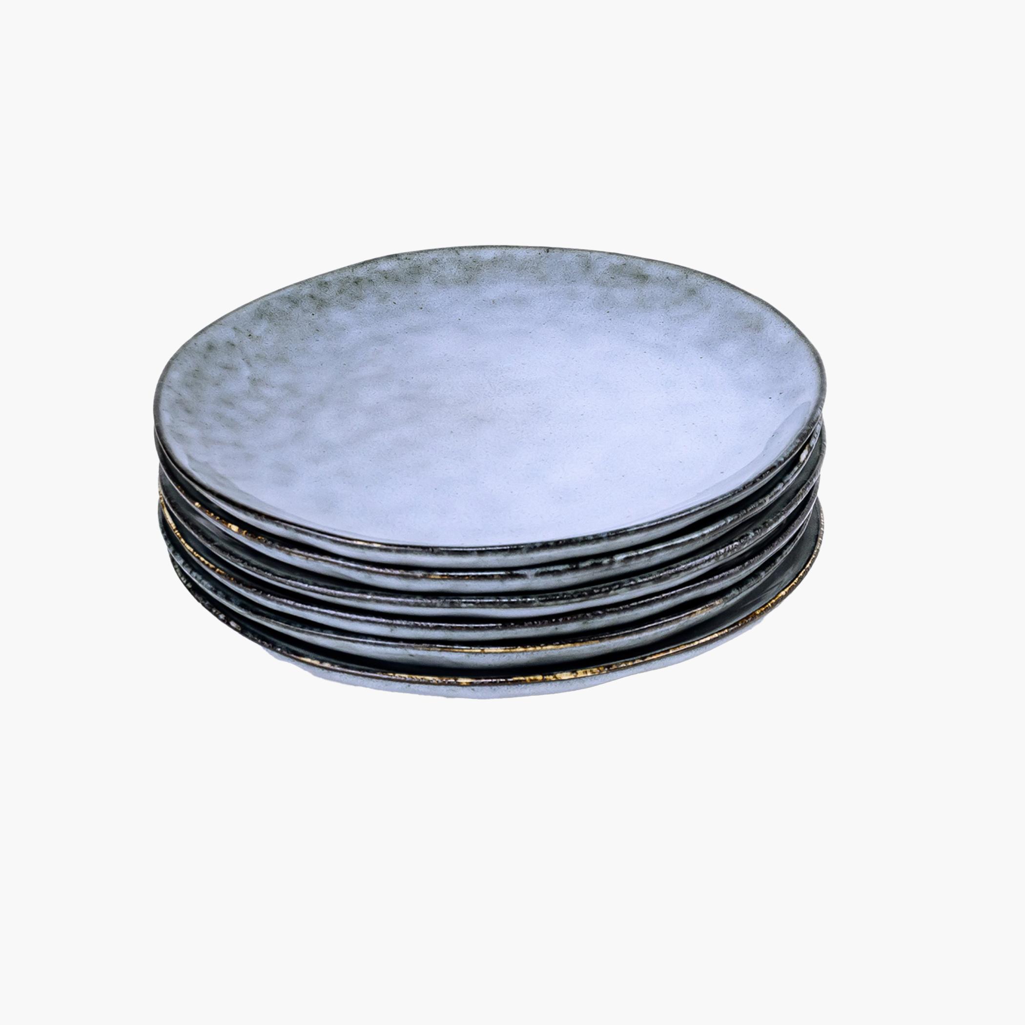 Textured Stoneware Side Plate Set-household-dining-dinnerware-plates-image-1