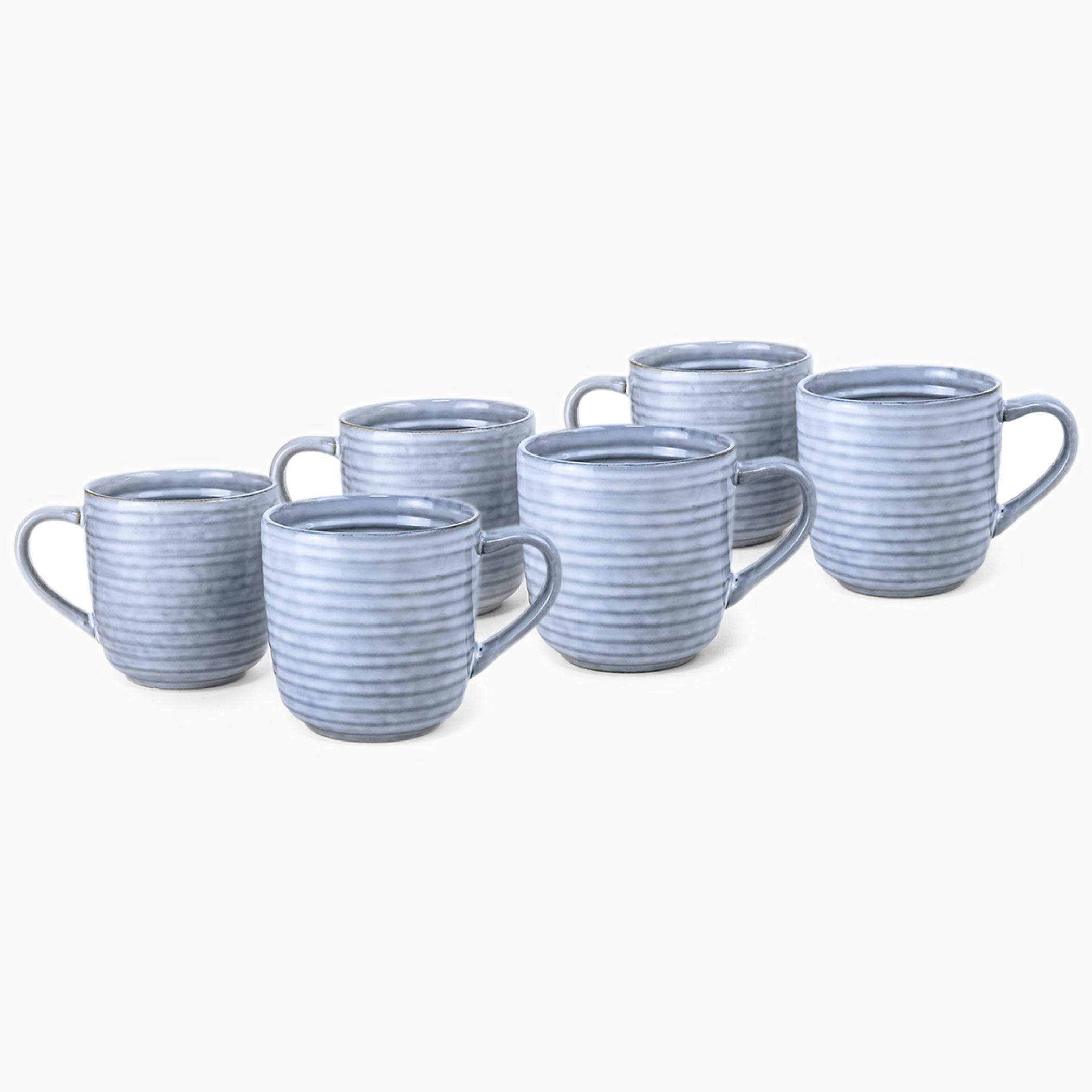 Ribbed Stoneware Mug Set-household-dining-teaandcoffee-mugsandcups-image-1