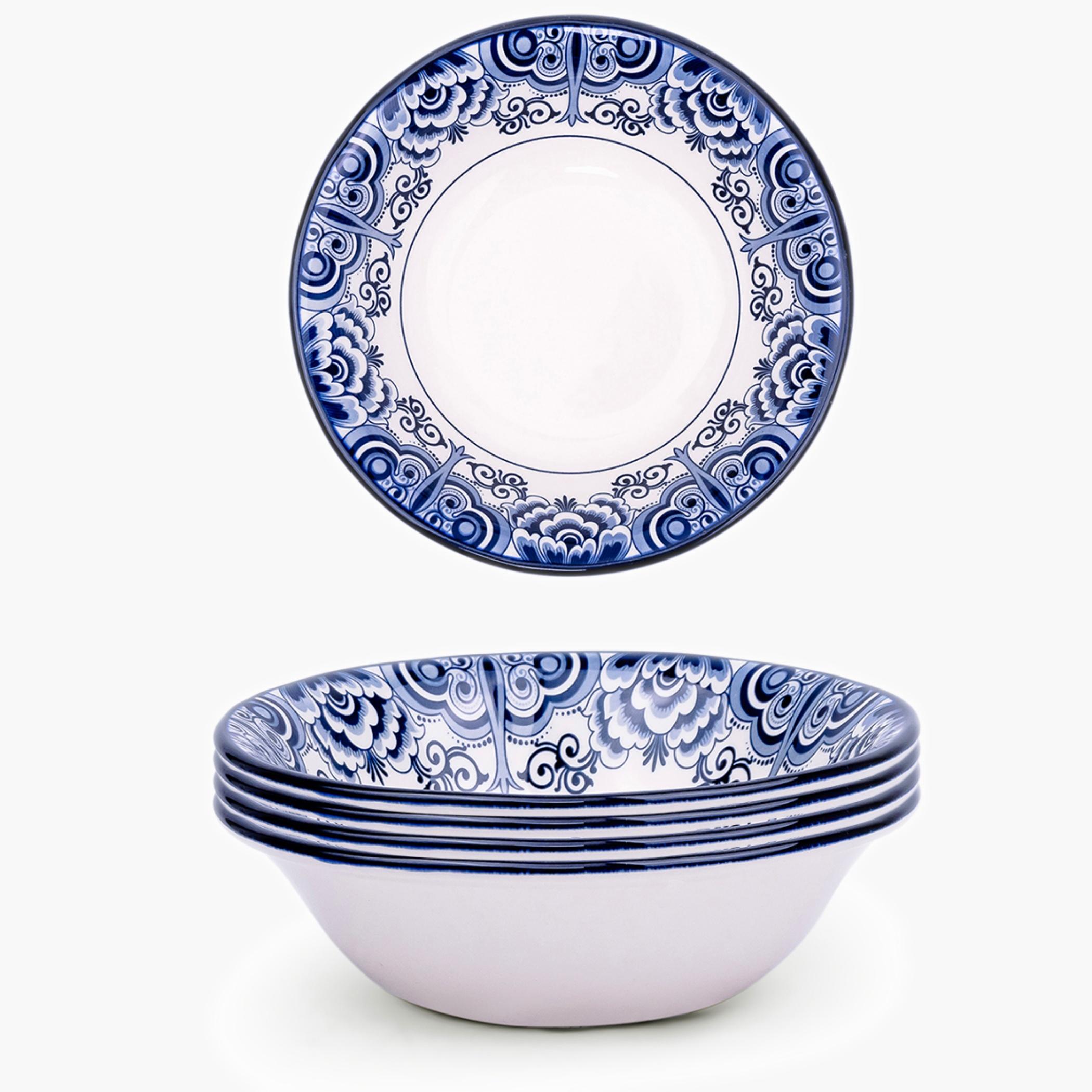 Blue Floral Ceramic Cereal Bowl Set-household-dining-dinnerware-bowls-image-1