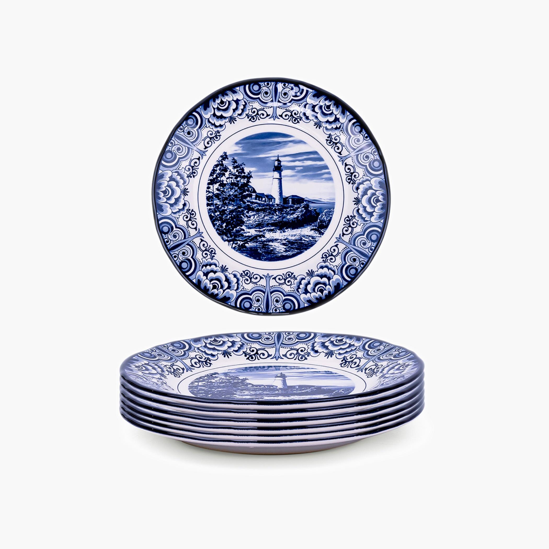 Lighthouse Blue Ceramic Salad Plate Set-household-dining-dinnerware-plates-image-1