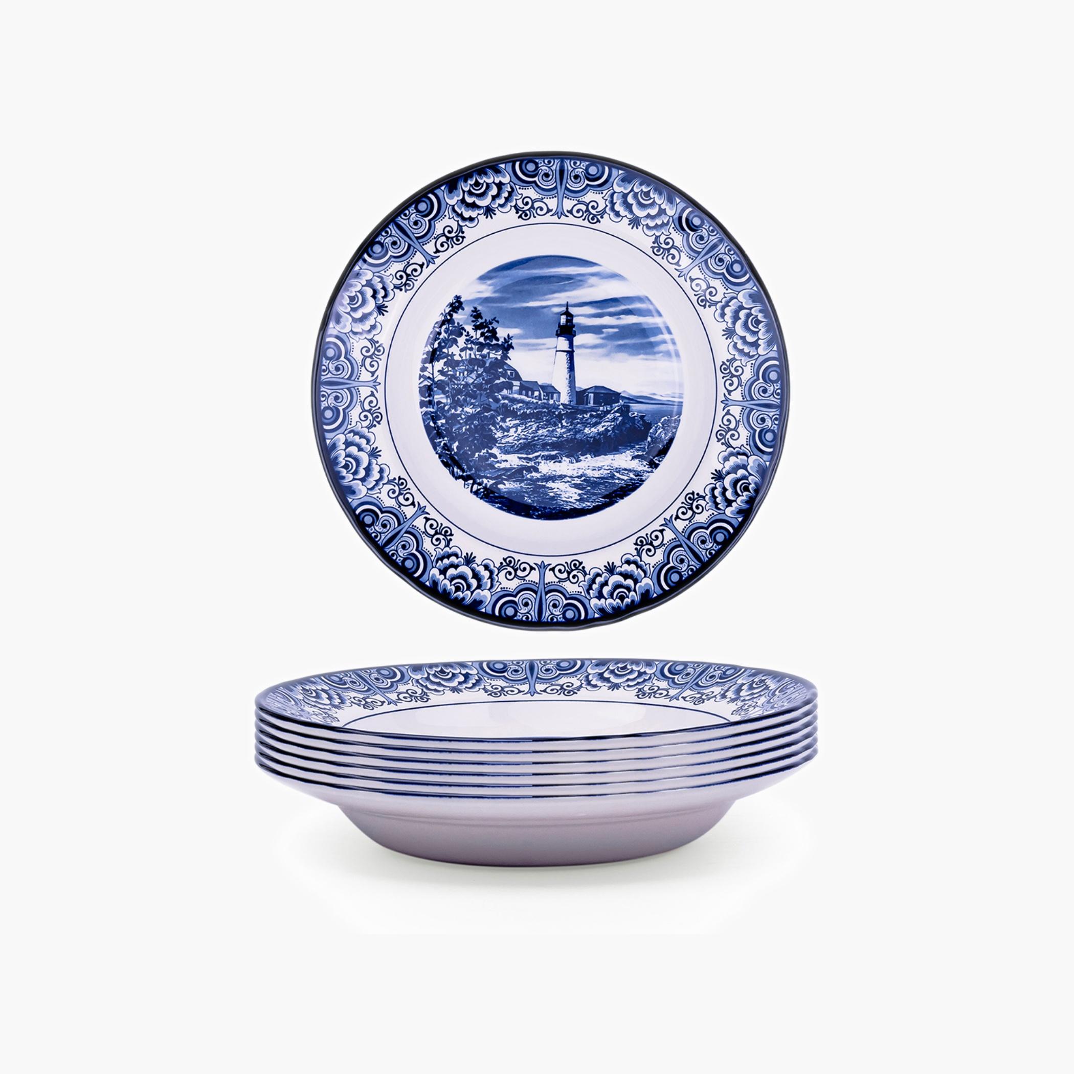 Lighthouse Ceramic Soup Plate Set-household-dining-dinnerware-plates-image-1