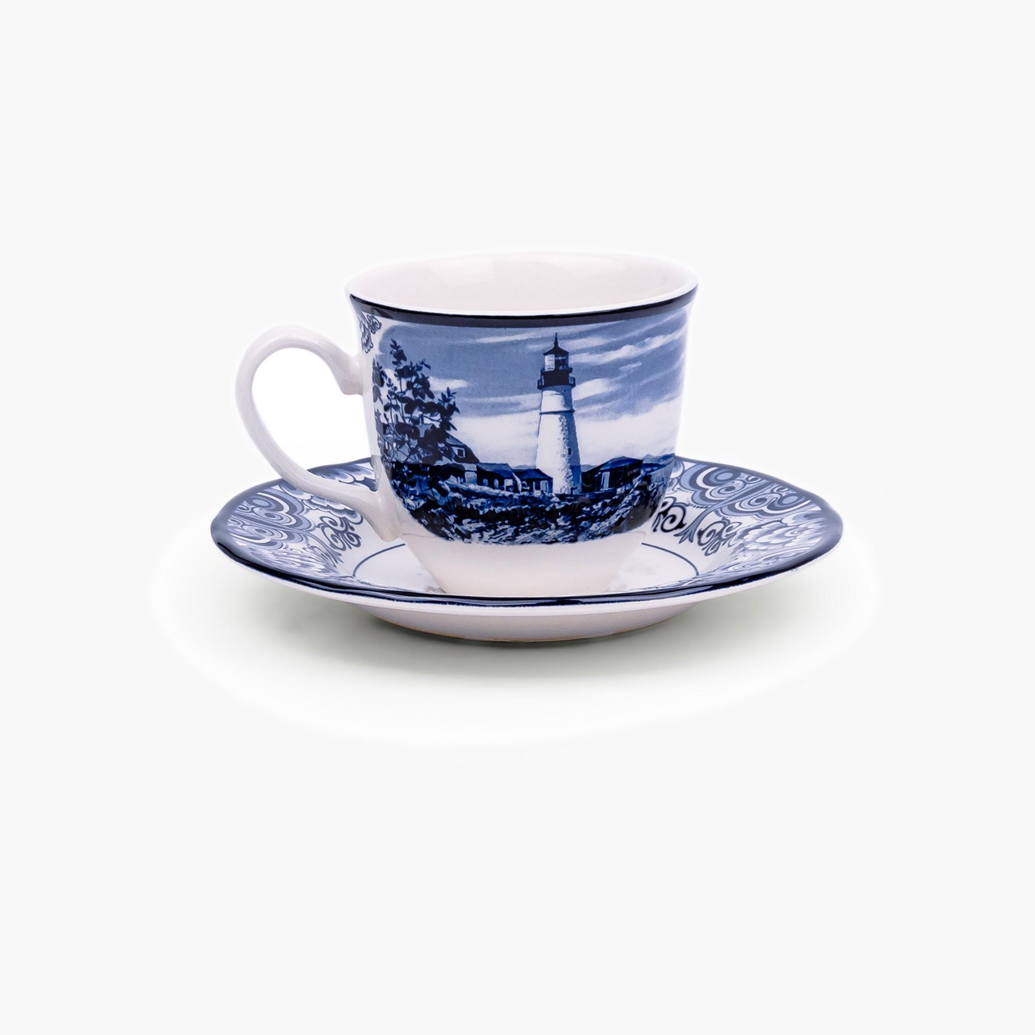 Blue White Lighthouse Coffee Cup Saucer-household-dining-teaandcoffee-mugsandcups-image-2