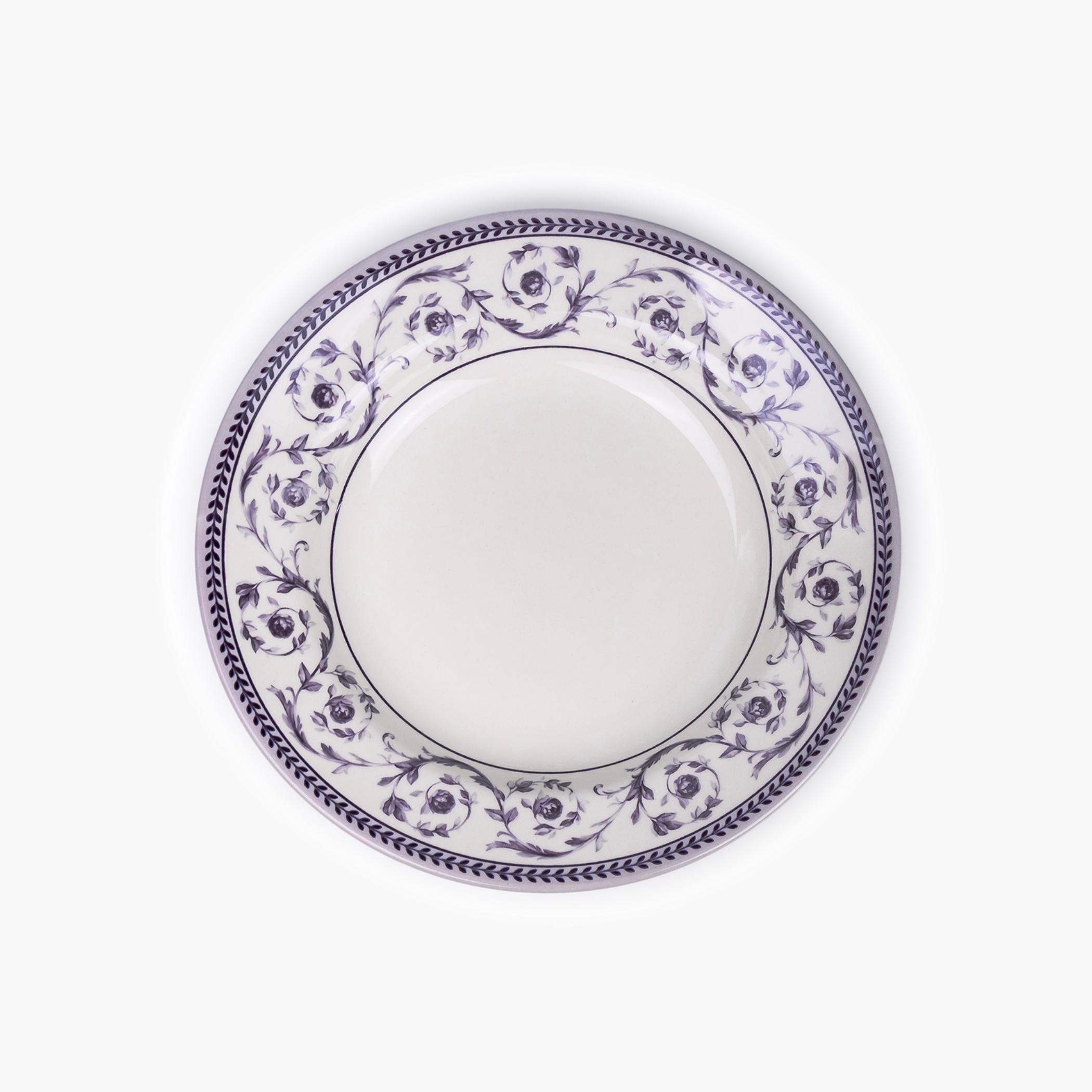 Floral Rimmed Ceramic Soup Plate-household-dining-dinnerware-plates-image-1