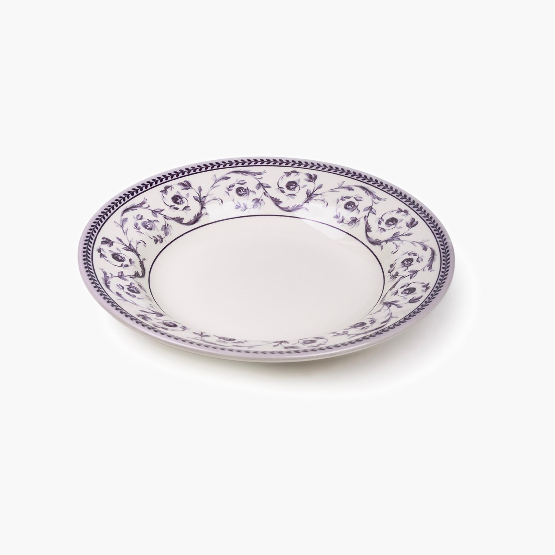 Floral Rimmed Ceramic Soup Plate-household-dining-dinnerware-plates-image-2