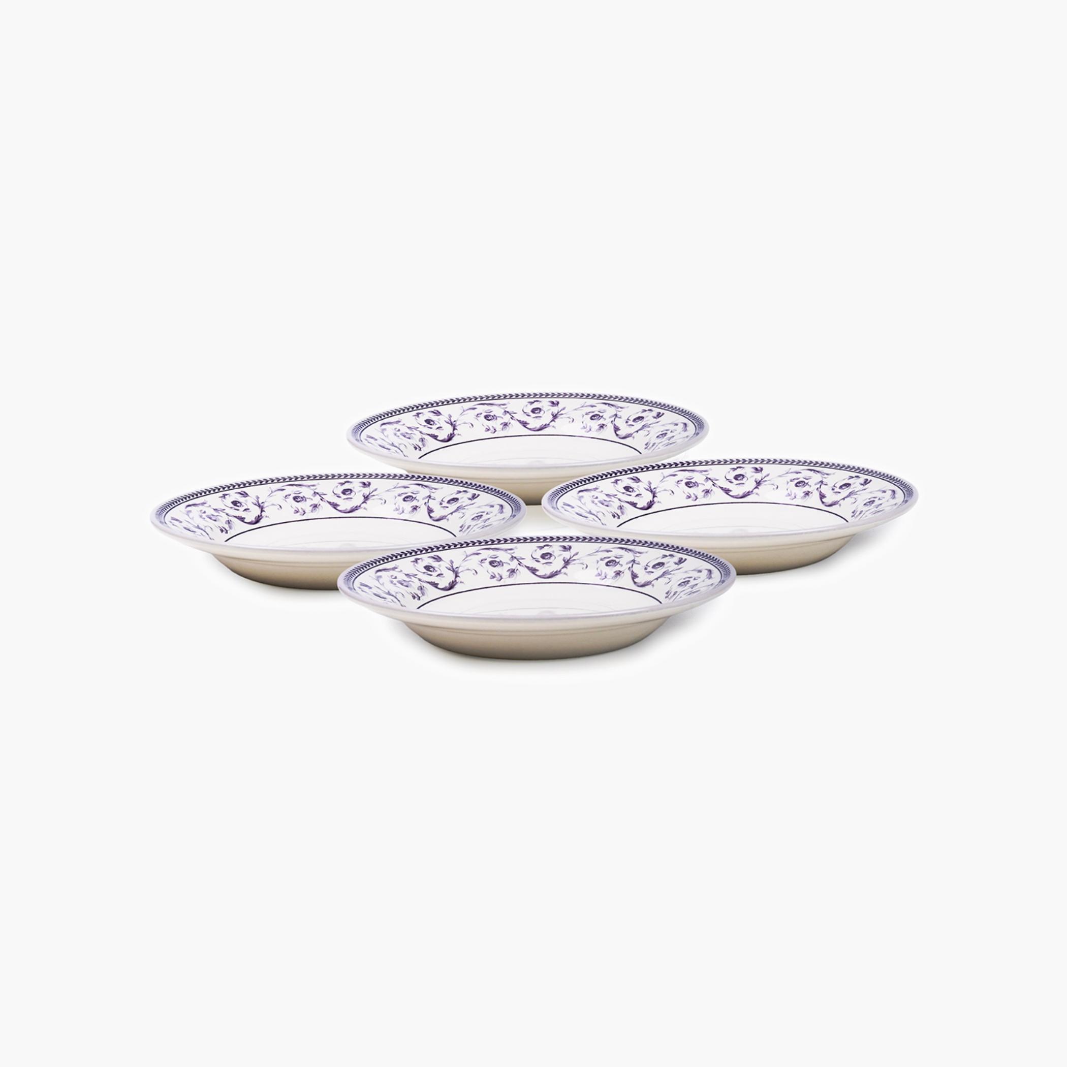 Floral Rimmed Ceramic Soup Plate-household-dining-dinnerware-plates-image-3