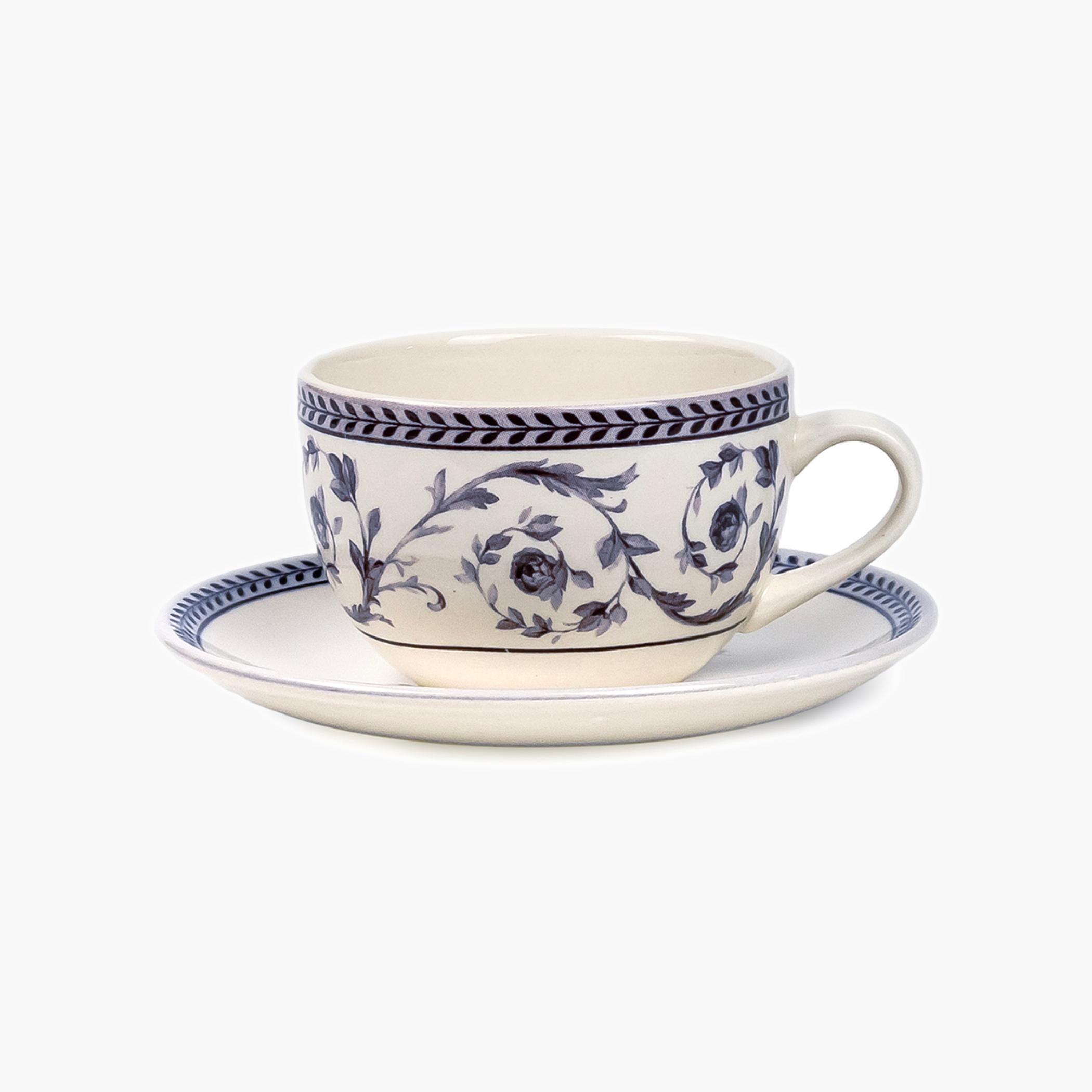 كلايتانكوب قهوة وصحن سيراميك بنمط زهري-household-dining-teaandcoffee-mugsandcups-image-1
