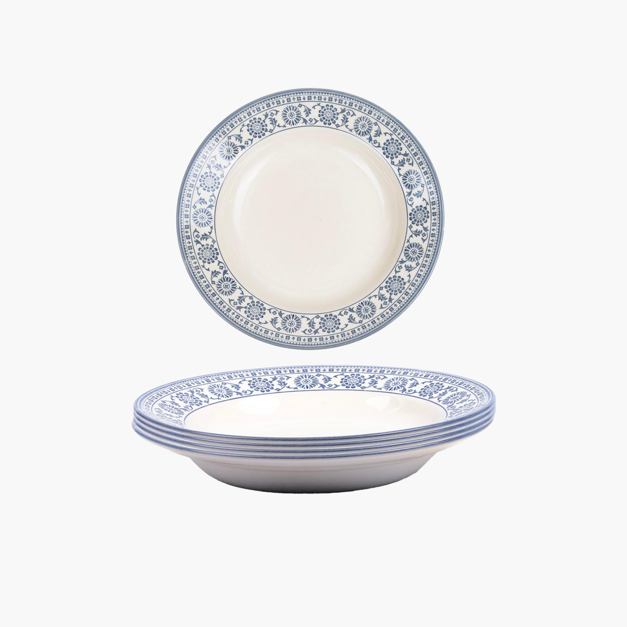 Floral Rim Ceramic Soup Plate-household-dining-dinnerware-plates-image-1