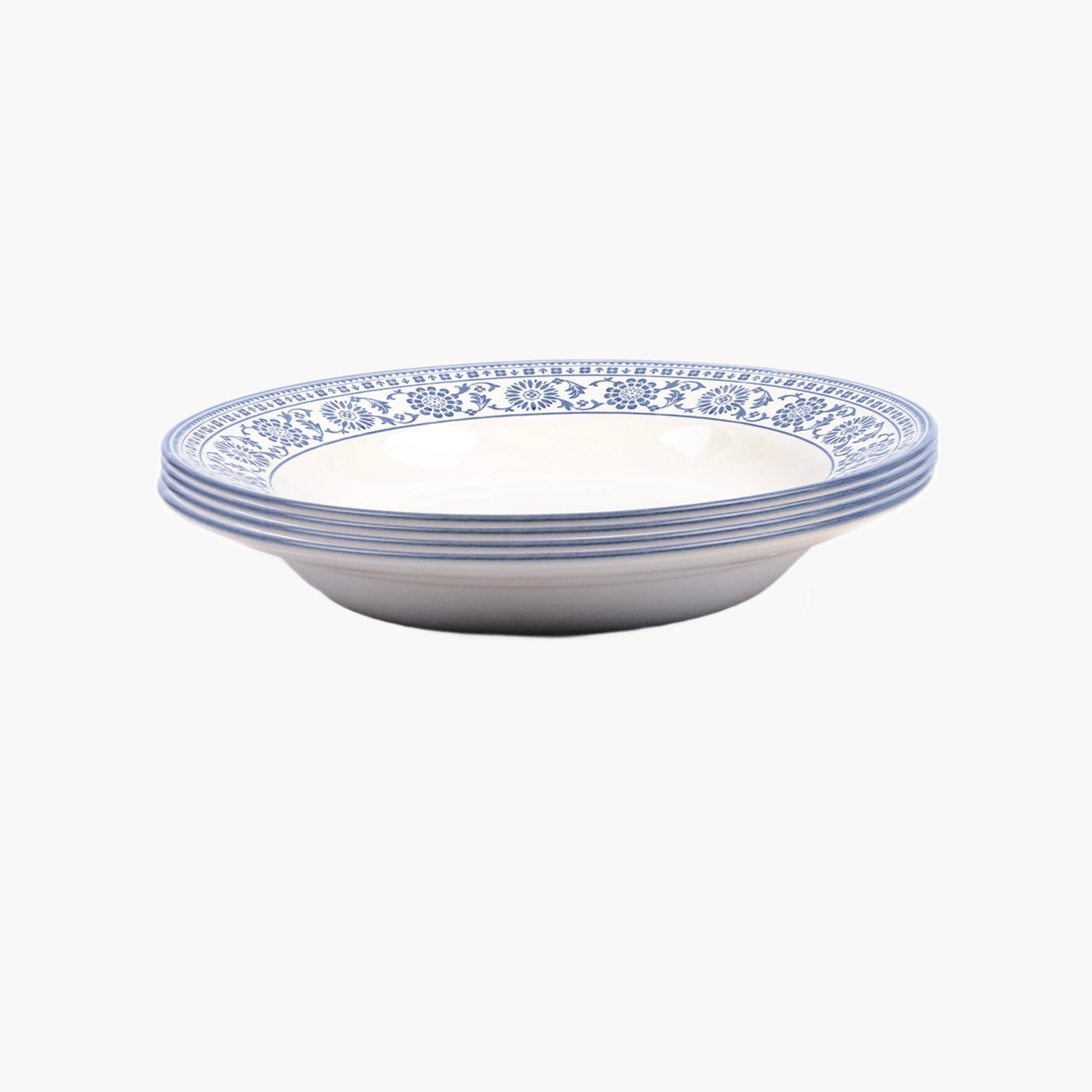 Floral Rim Ceramic Soup Plate-household-dining-dinnerware-plates-image-2
