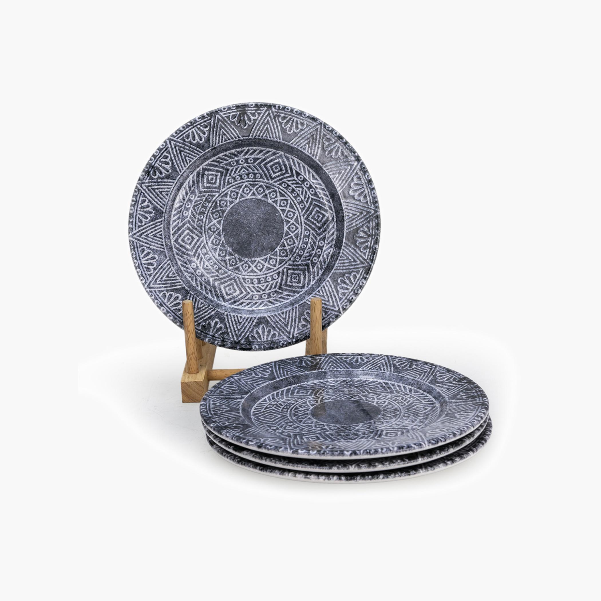 Textured Grey Dinner Plate Set-household-dining-dinnerware-plates-image-1