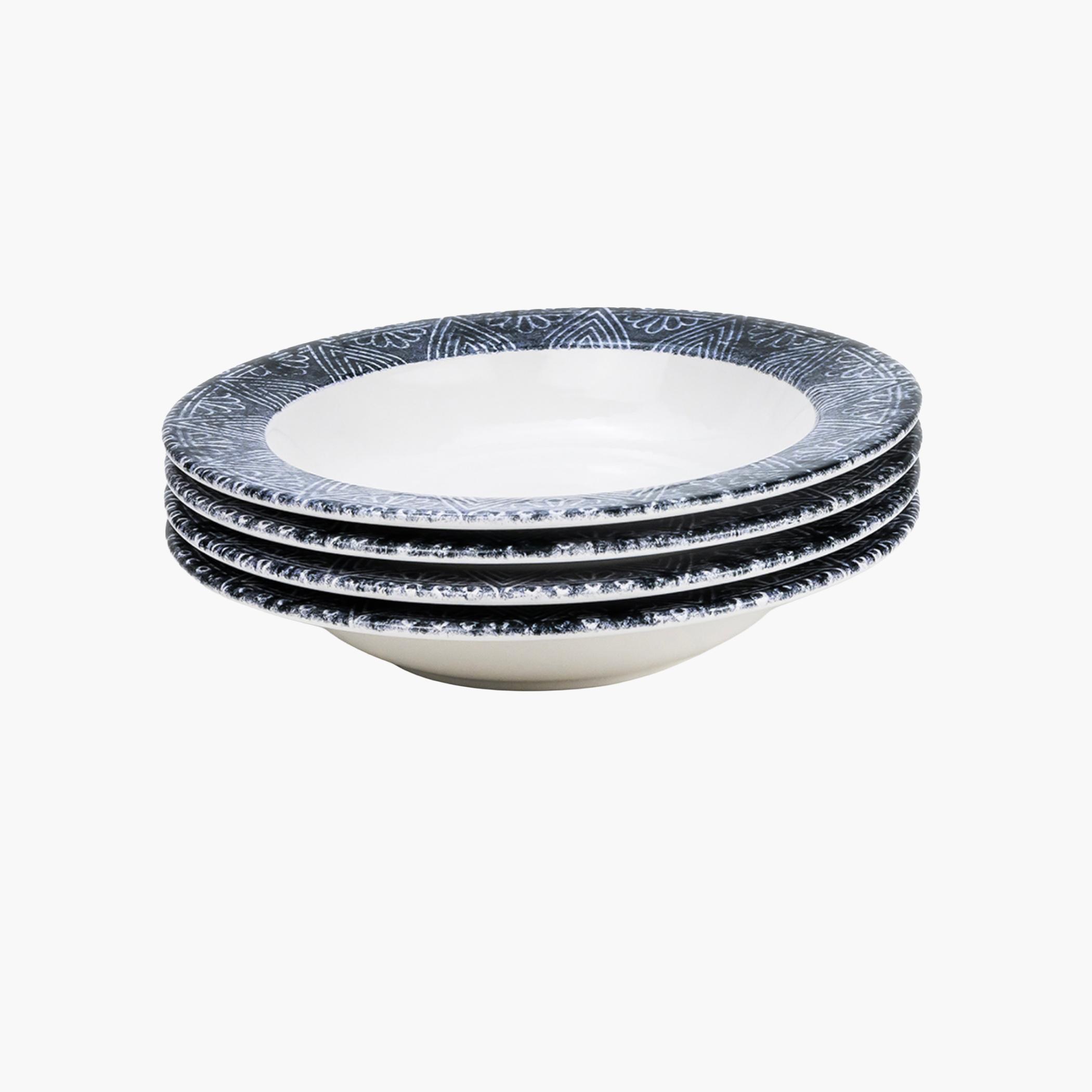 Edessa Patterned Ceramic Soup Plate Set-household-dining-dinnerware-plates-image-2