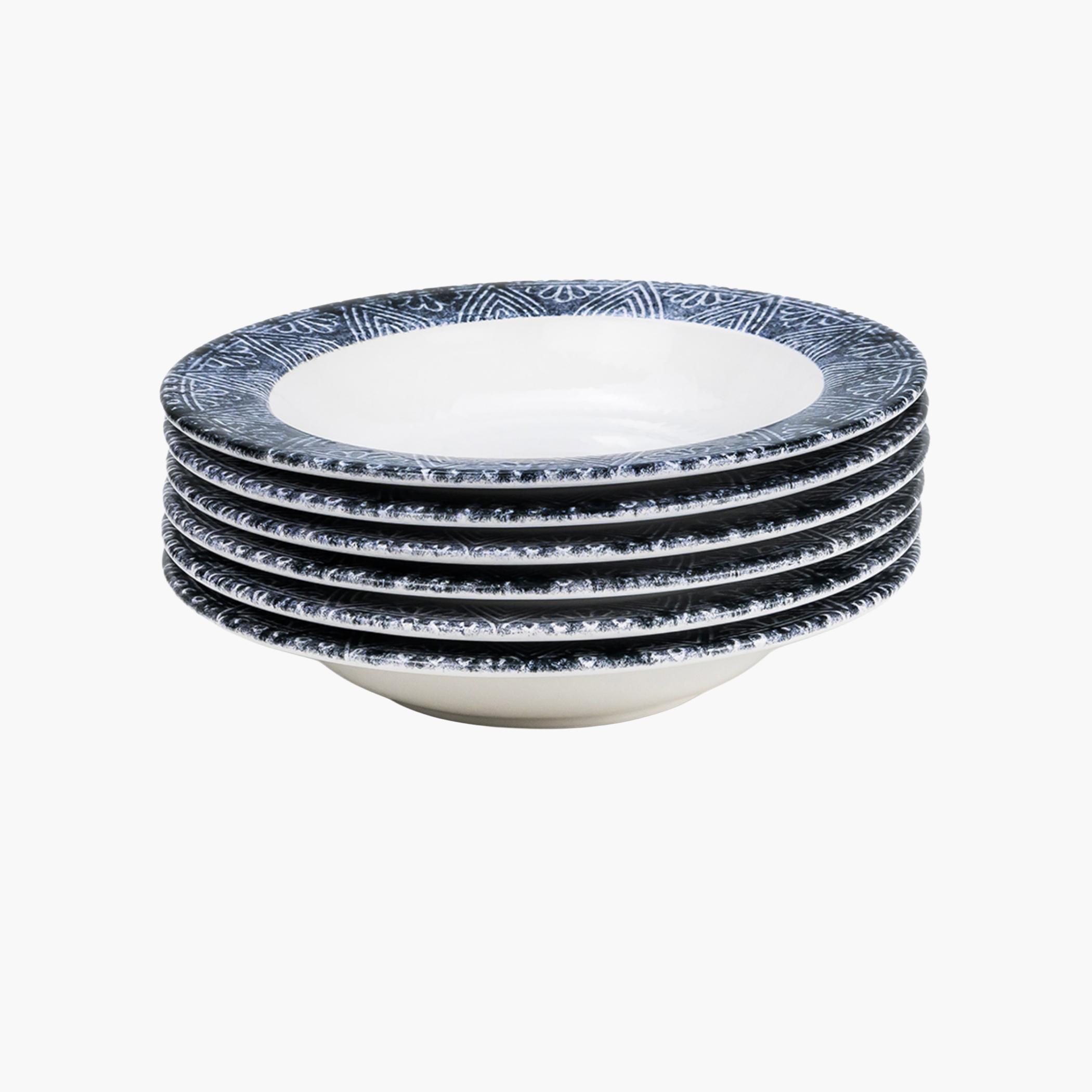 Edessa Patterned Ceramic Soup Plate Set-household-dining-dinnerware-plates-image-2