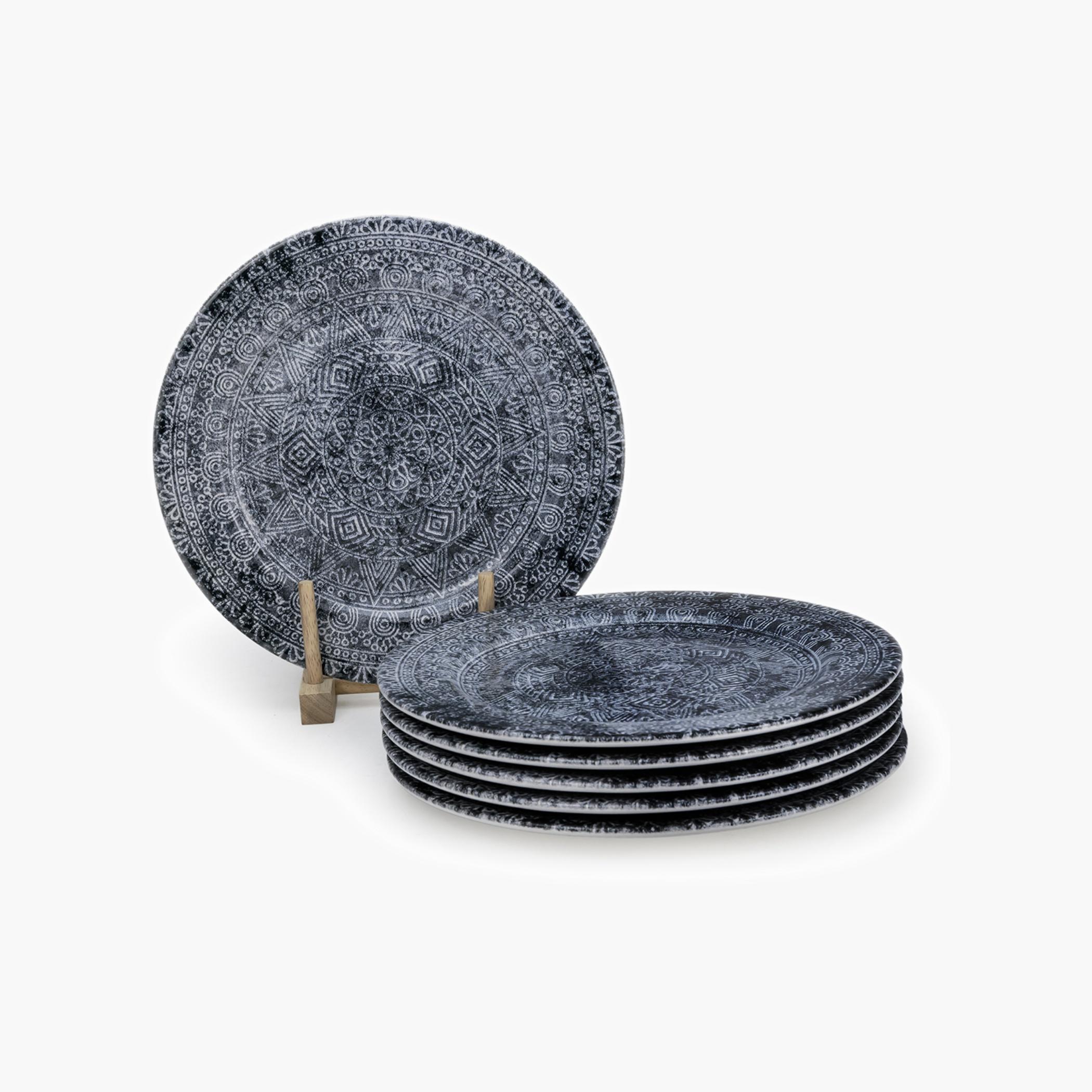 Edessa Patterned Ceramic Dinner Plate Set-household-dining-dinnerware-plates-image-1