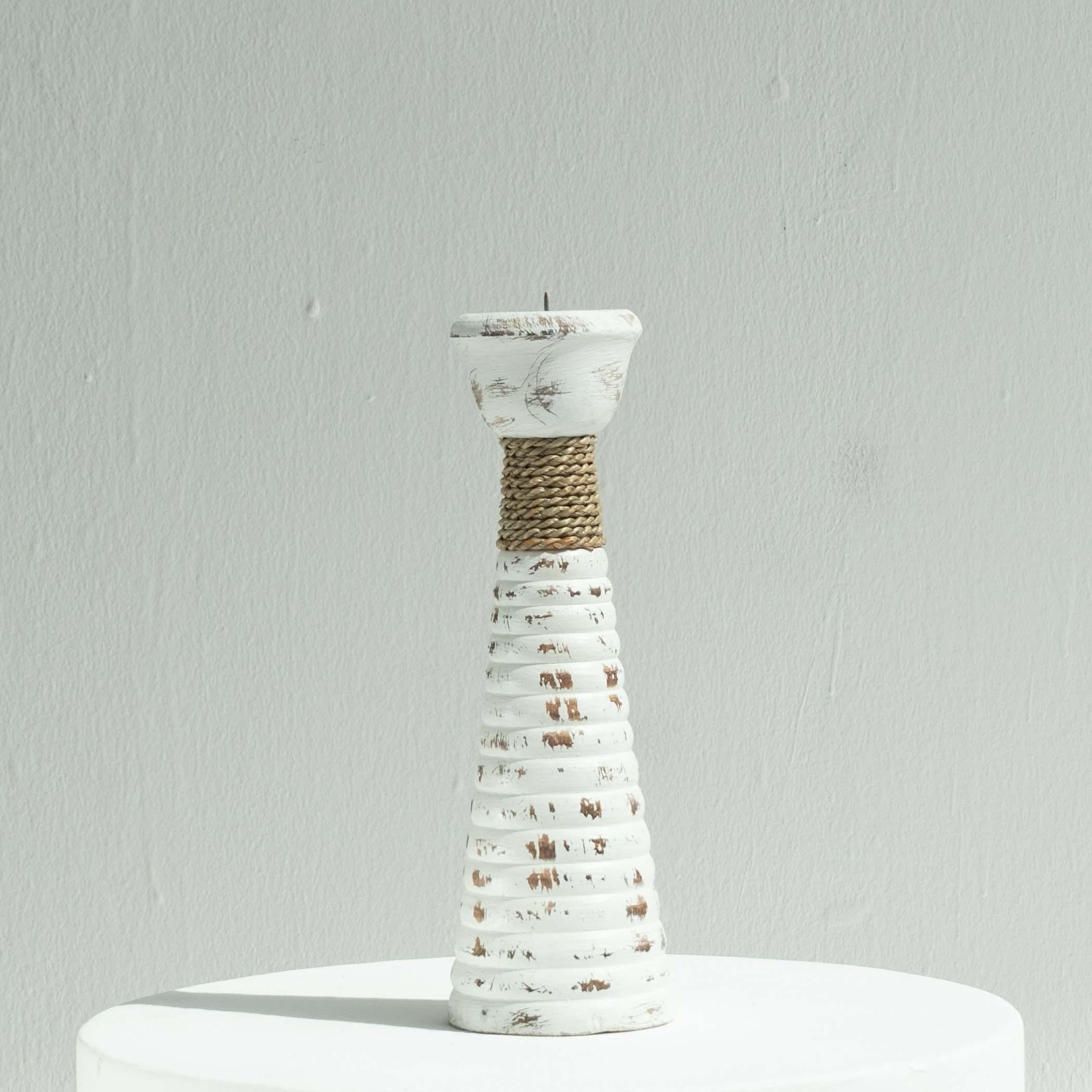The 8 Senses Living Marine Wooden Pillar Candleholder - 30 cm