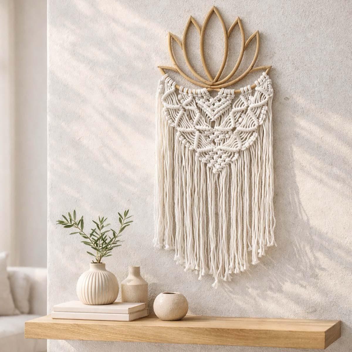 The 8 Senses Living Macrame Lotus Wall Accent