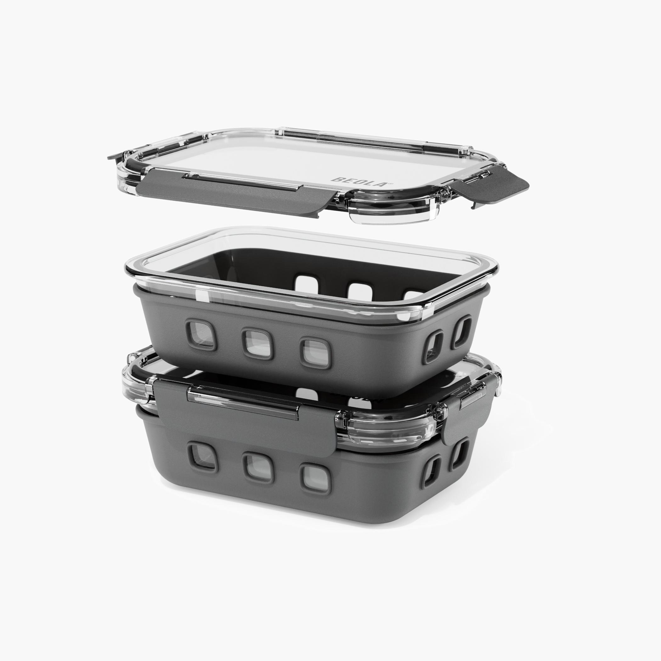 BEOLA Glass Food Container 0.64L Set of Two-school-lunchessentials-lunchboxes-image-1