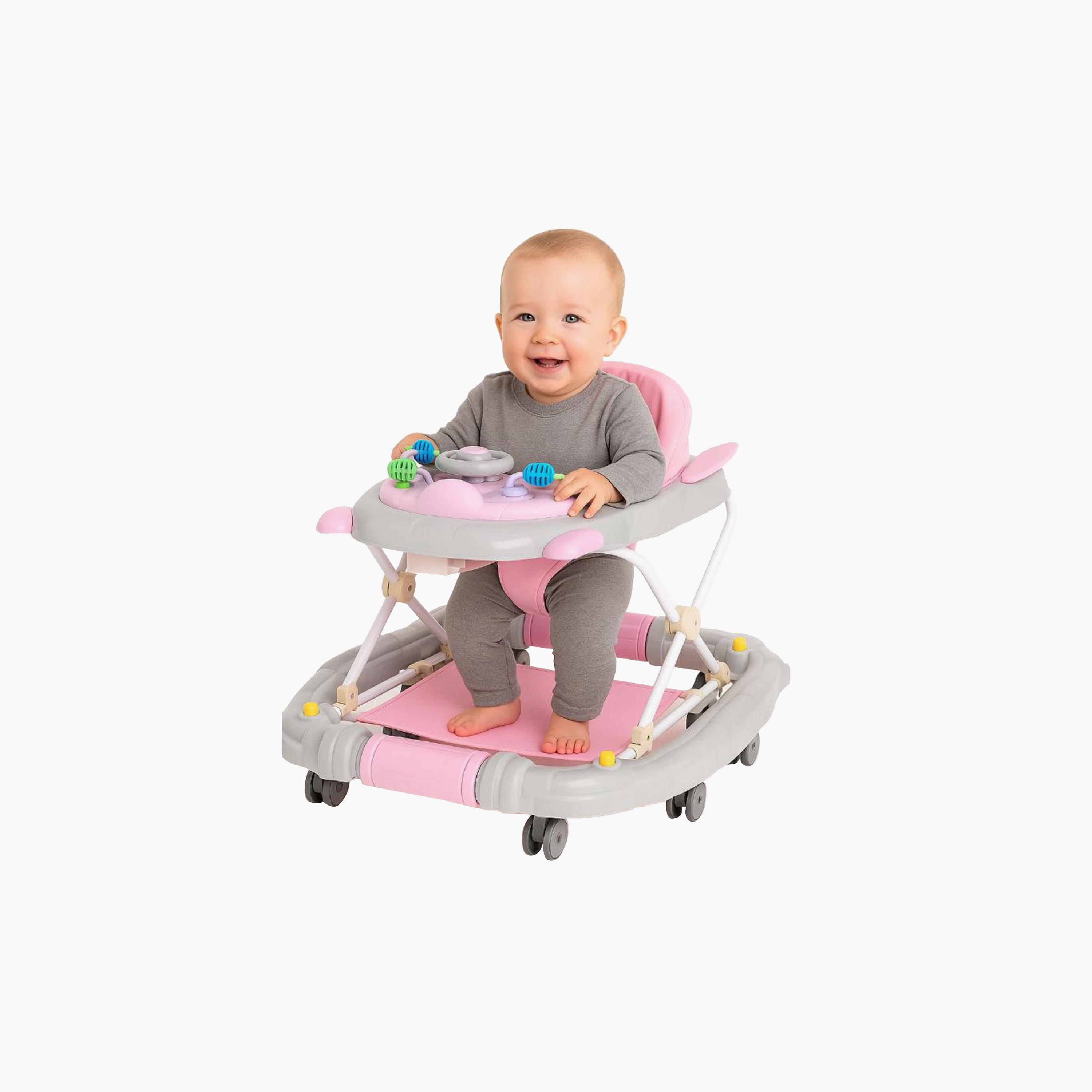 Myts Multifunctional Baby Walker with Music, Lights & Rocking Feature - Pink-baby-infantactivity-walkers-image-2