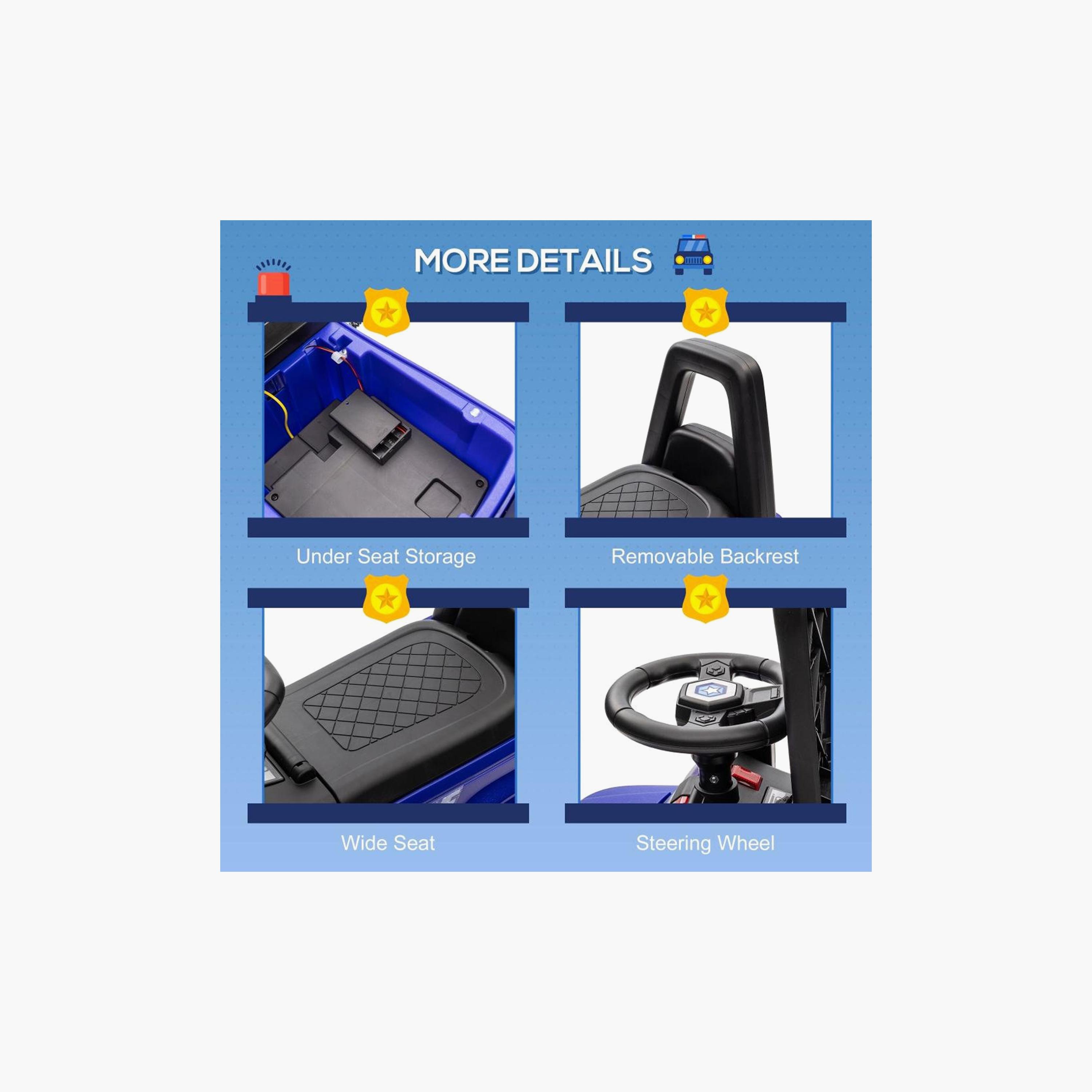 سيارة شرطة للأطفال مزودة بصفارة إنذار ومكبر صوت ومساحة تخزين من مايتس-toys-outdoor-bikesandrideons-manualrideons-image-2