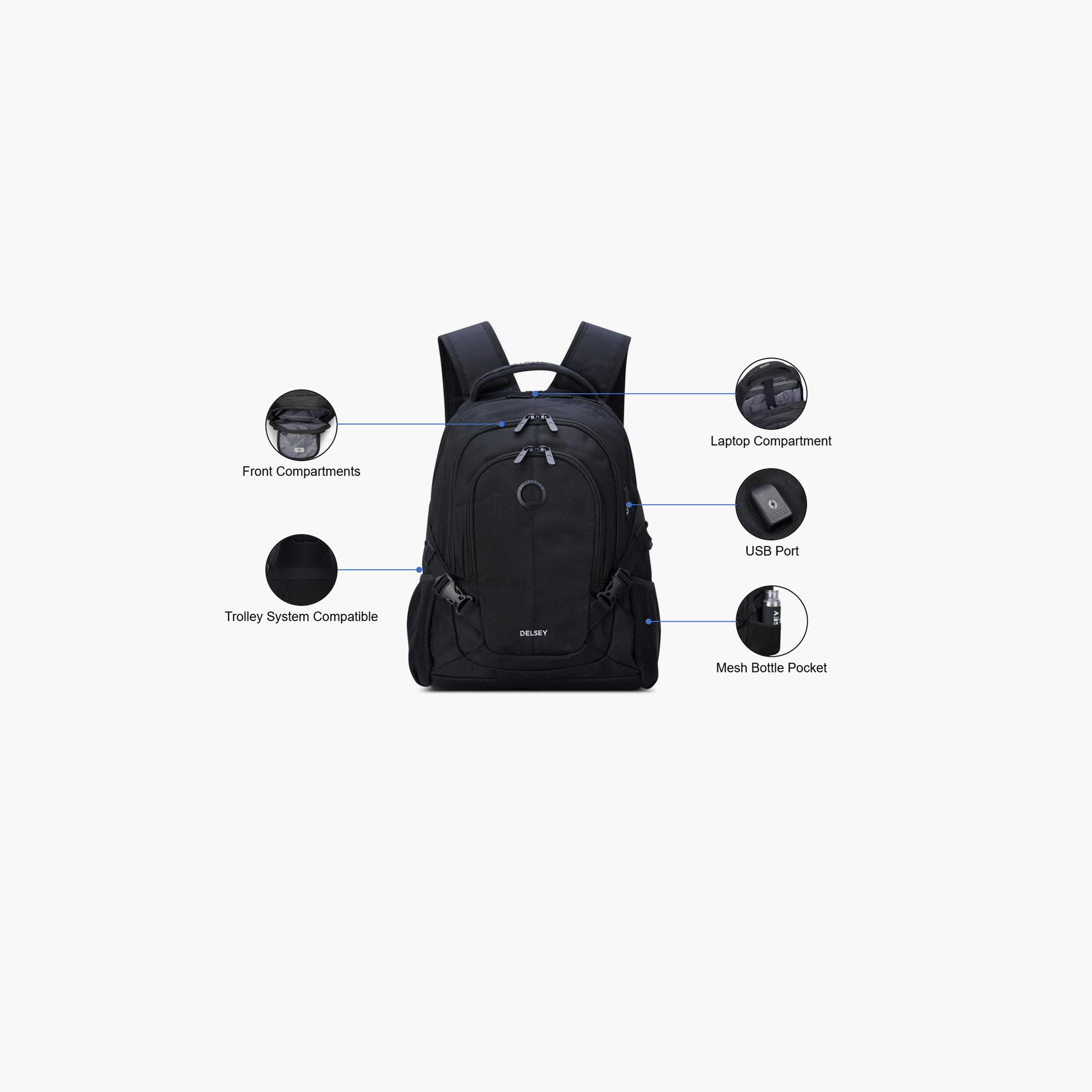 Delsey Paris Element Navigator 15.6 Inches Shoulder Backpack, Polyester | 335589-school-bagsandbackpacks-backpacks-image-3