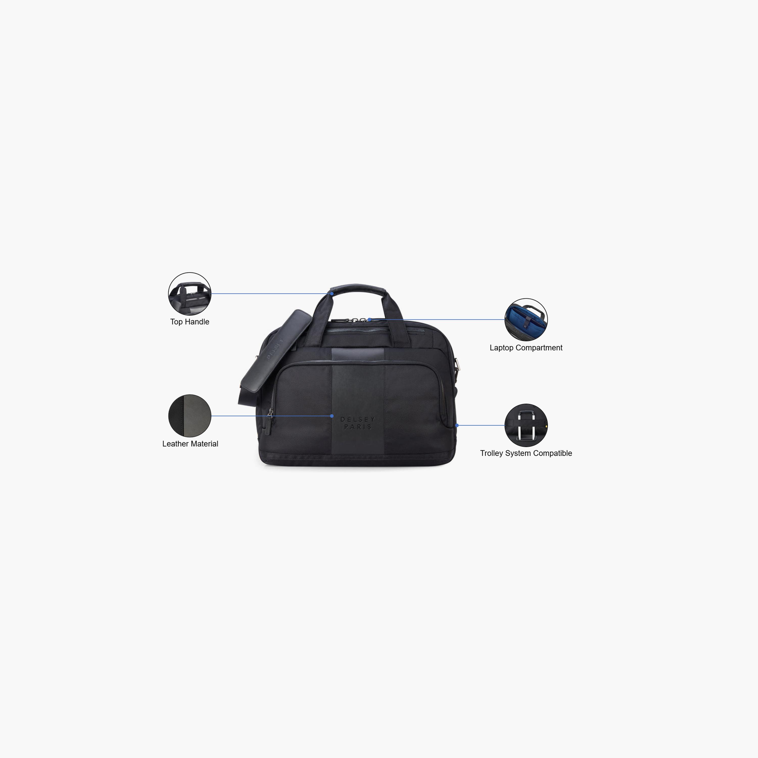 Delsey Paris Wagram 15L | 15.6 Inches Briefcase, Nylon, Built-in USB | 335727-men-bags-image-3