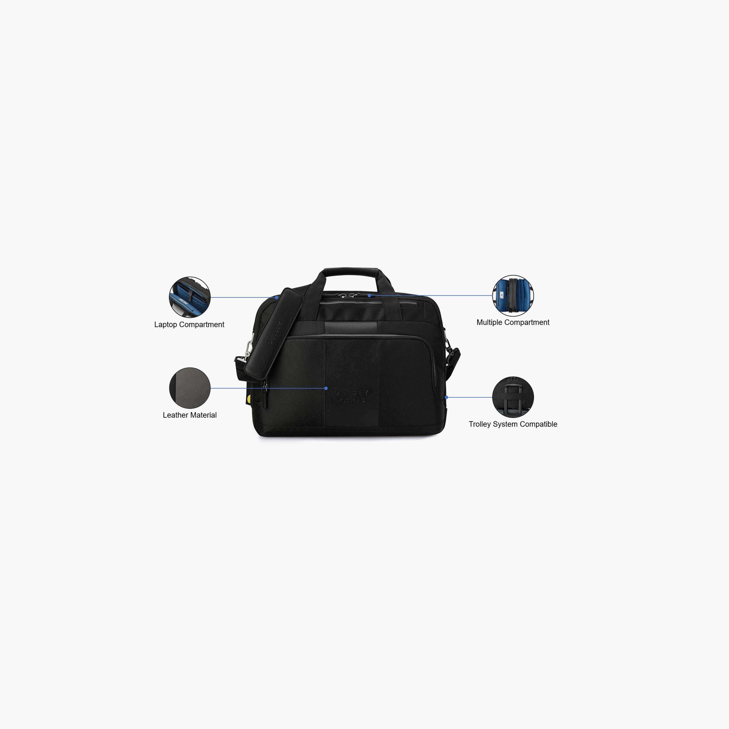 Delsey Paris Wagram 19L | 15.6 Inches Briefcase, Nylon, Built-in USB | 335729-men-bags-image-3