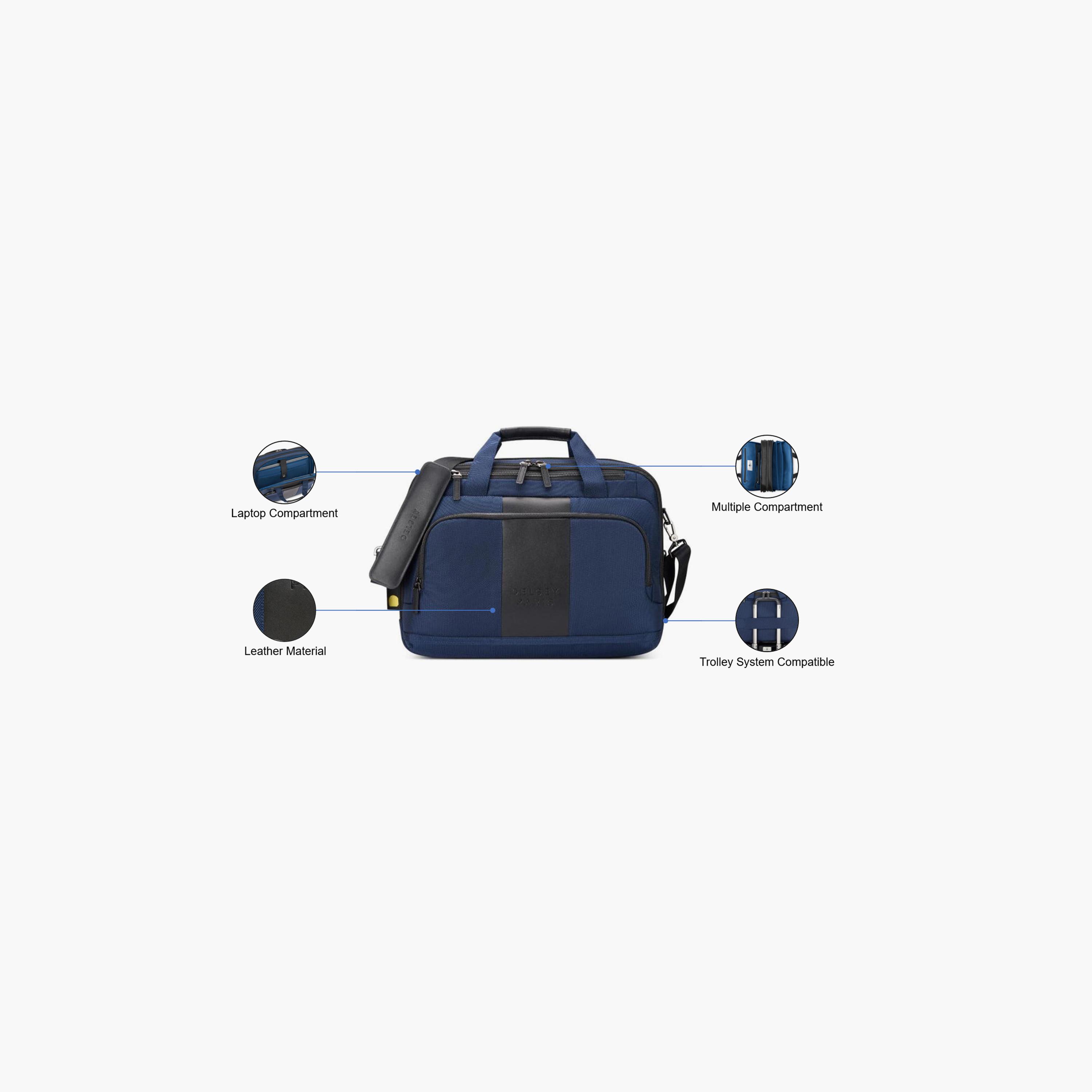 Delsey Paris Wagram 19L | 15.6 Inches Briefcase, Nylon, Built-in USB | 335730-men-bags-image-3