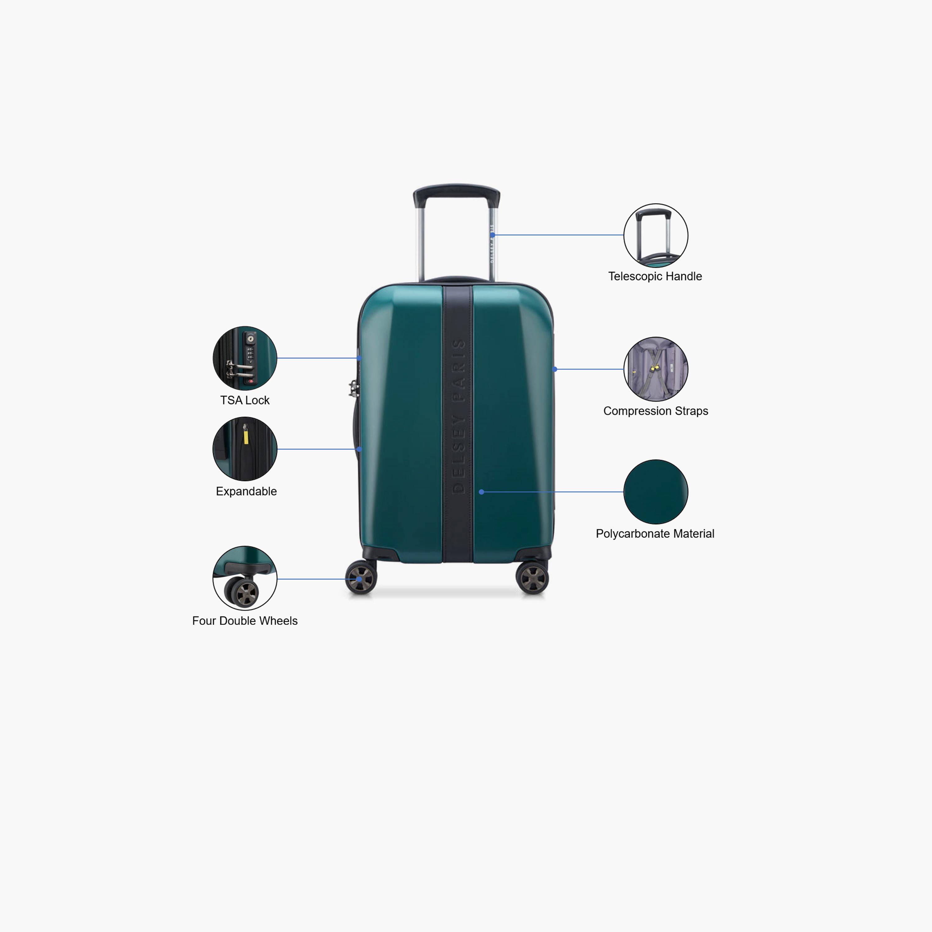 Delsey Paris Promenade 55 CM Small Cabin Polycarbonate Hard Sided 4-Wheeler Spinner Trolley Bag With TSA lock-travel-luggagesandbags-luggage-image-3
