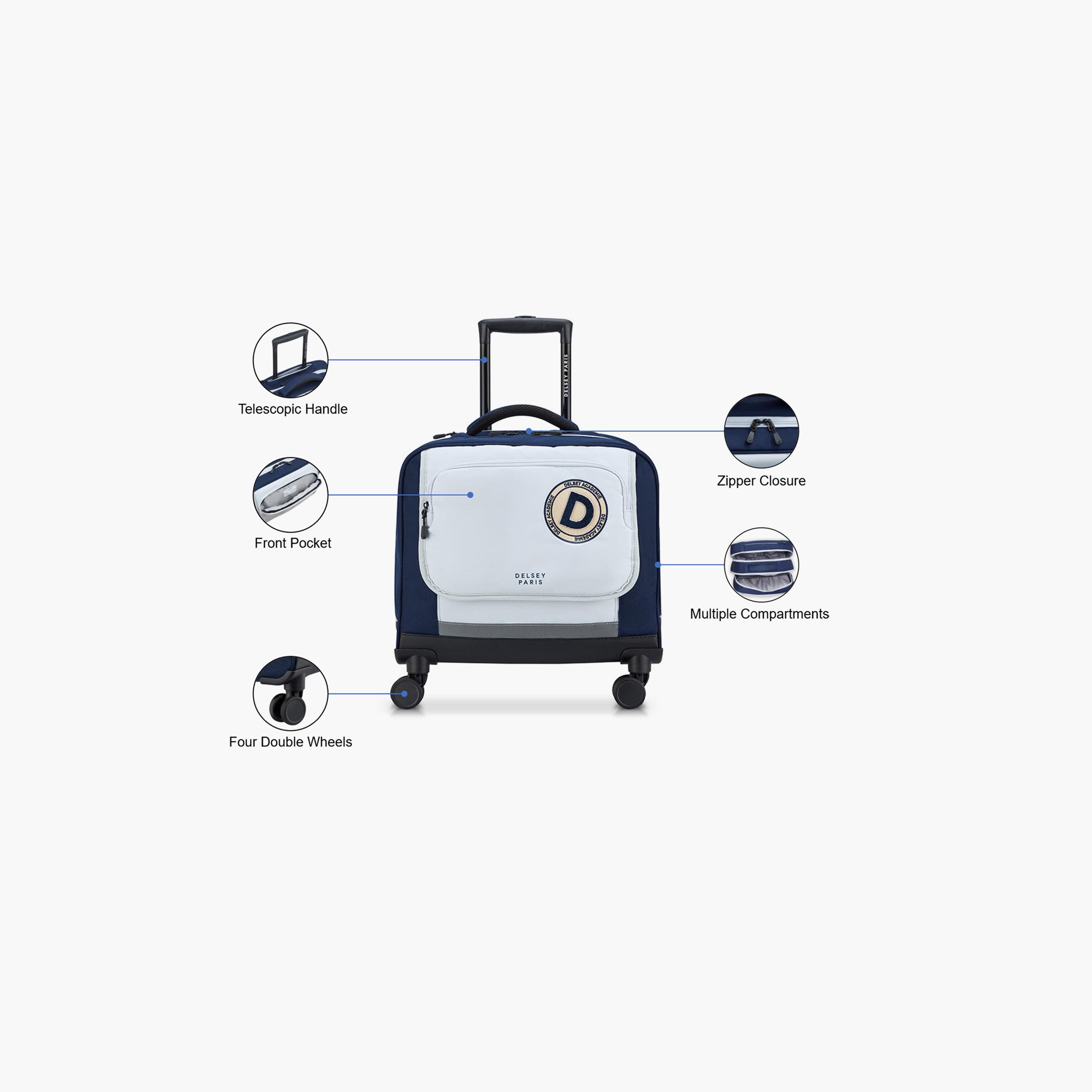 Delsey Paris BTS 2025 46 CM Small Cabin Polyester Soft Sided 4-Wheeler Spinner Trolley Bag-travel-kidstrolleyandbags-image-3