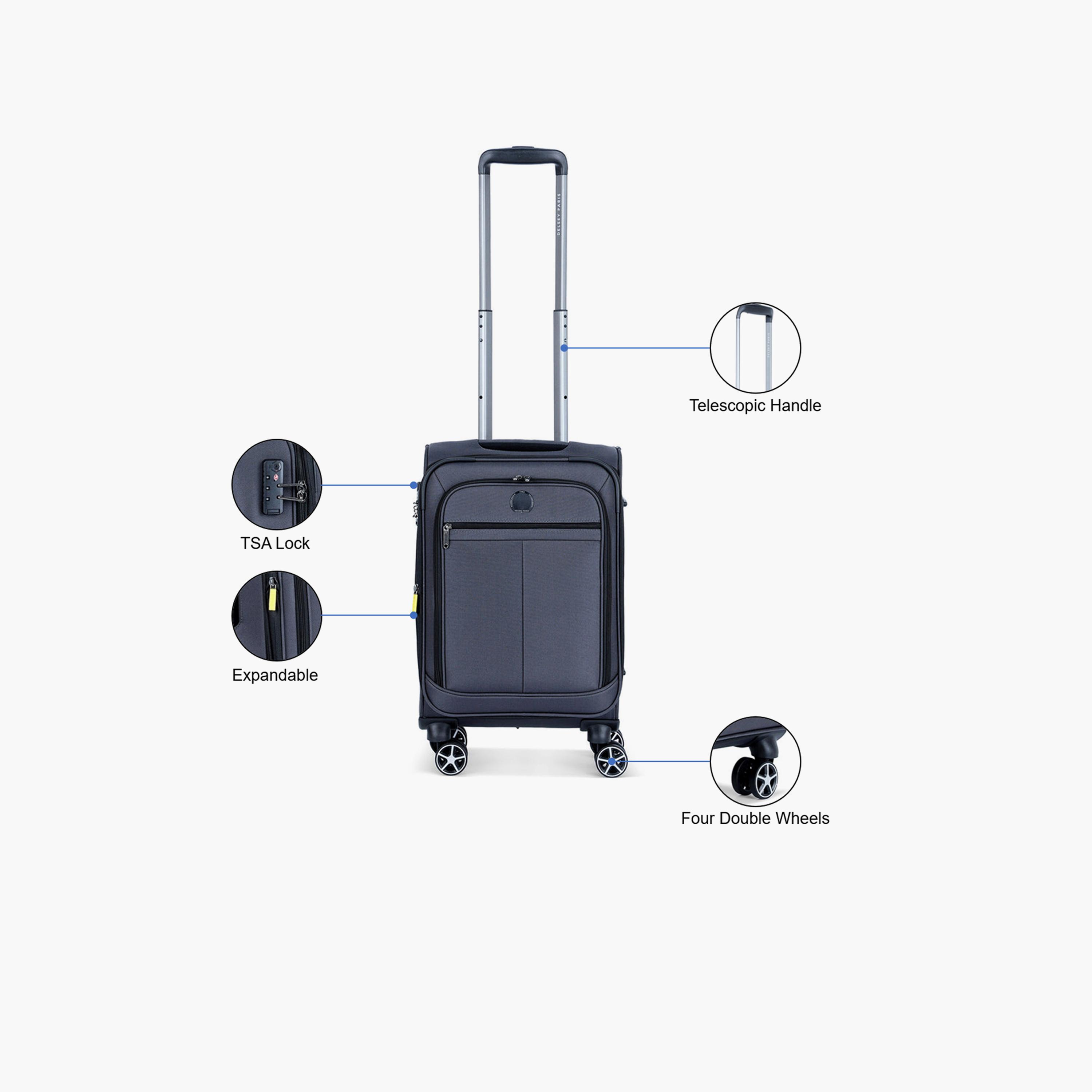 Delsey Paris Priscilla 55 CM Small Cabin Polycarbonate Hard Sided 4-Wheeler Spinner Trolley Bag With 3 Dial Combination Lock-travel-luggagesandbags-luggage-image-3